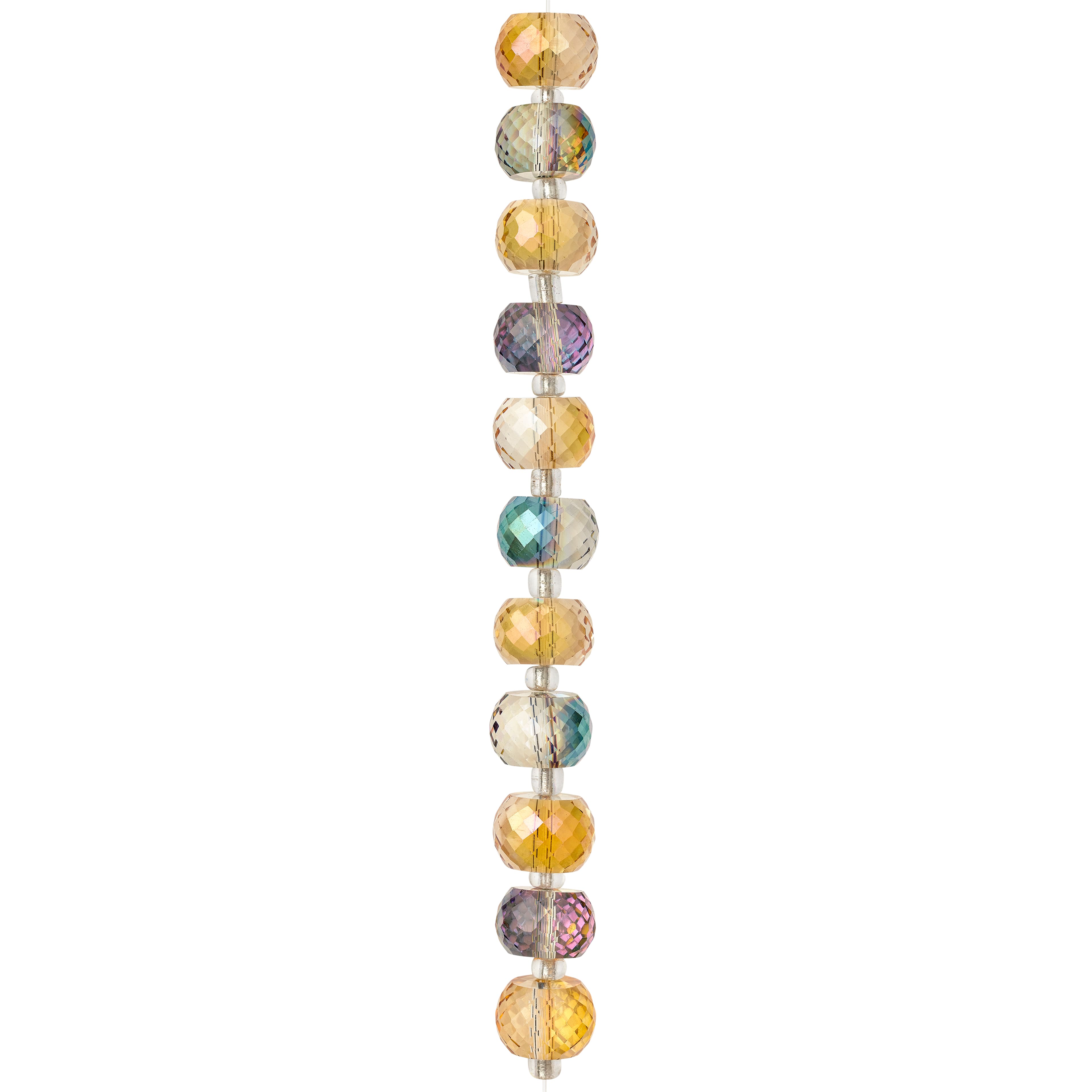 12 Packs: 11 ct. (132 total) Amber &#x26; Blue Rondelle Glass Beads, 11mm by Bead Landing&#x2122;