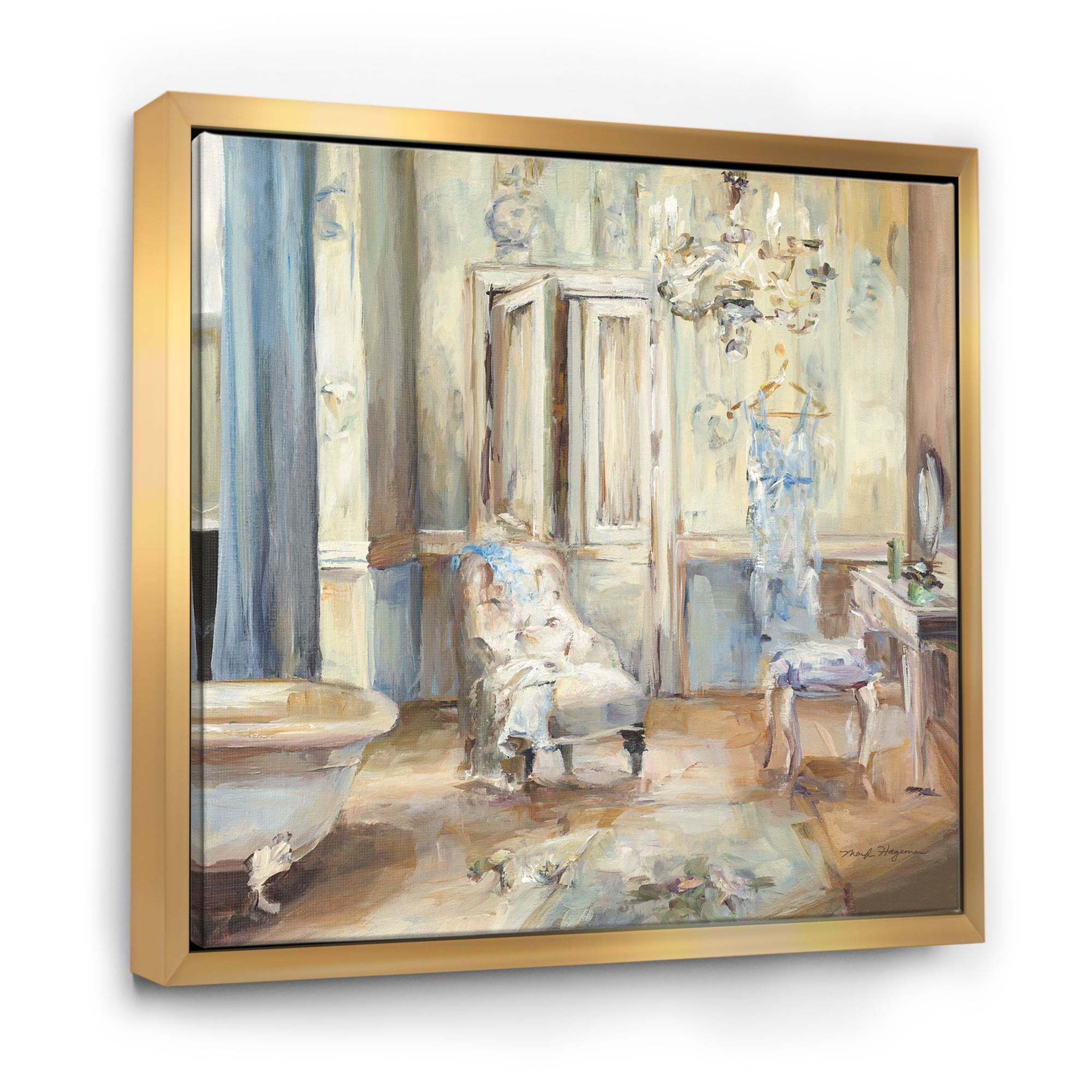 Designart - French Boudoir Bath I - Traditional Bathroom Framed Canvas