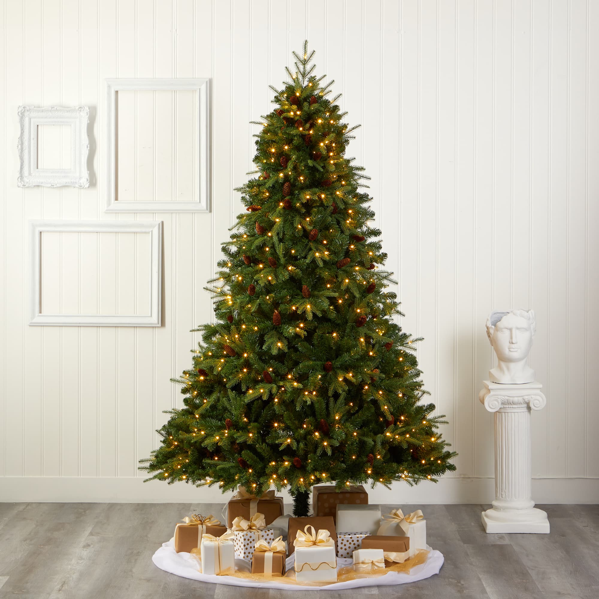 8ft. Pre-Lit Wellington Spruce Artificial Christmas Tree, Clear LED Lights