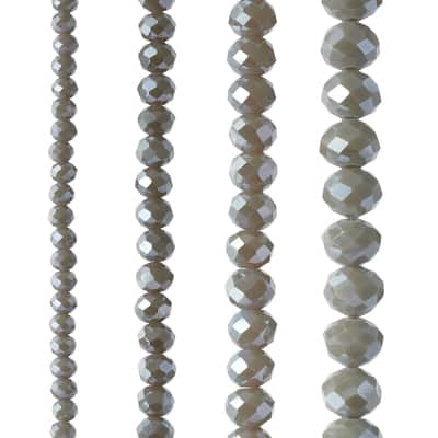 Gray Faceted Glass Rondelle Bead Strings by Bead Landing™ image