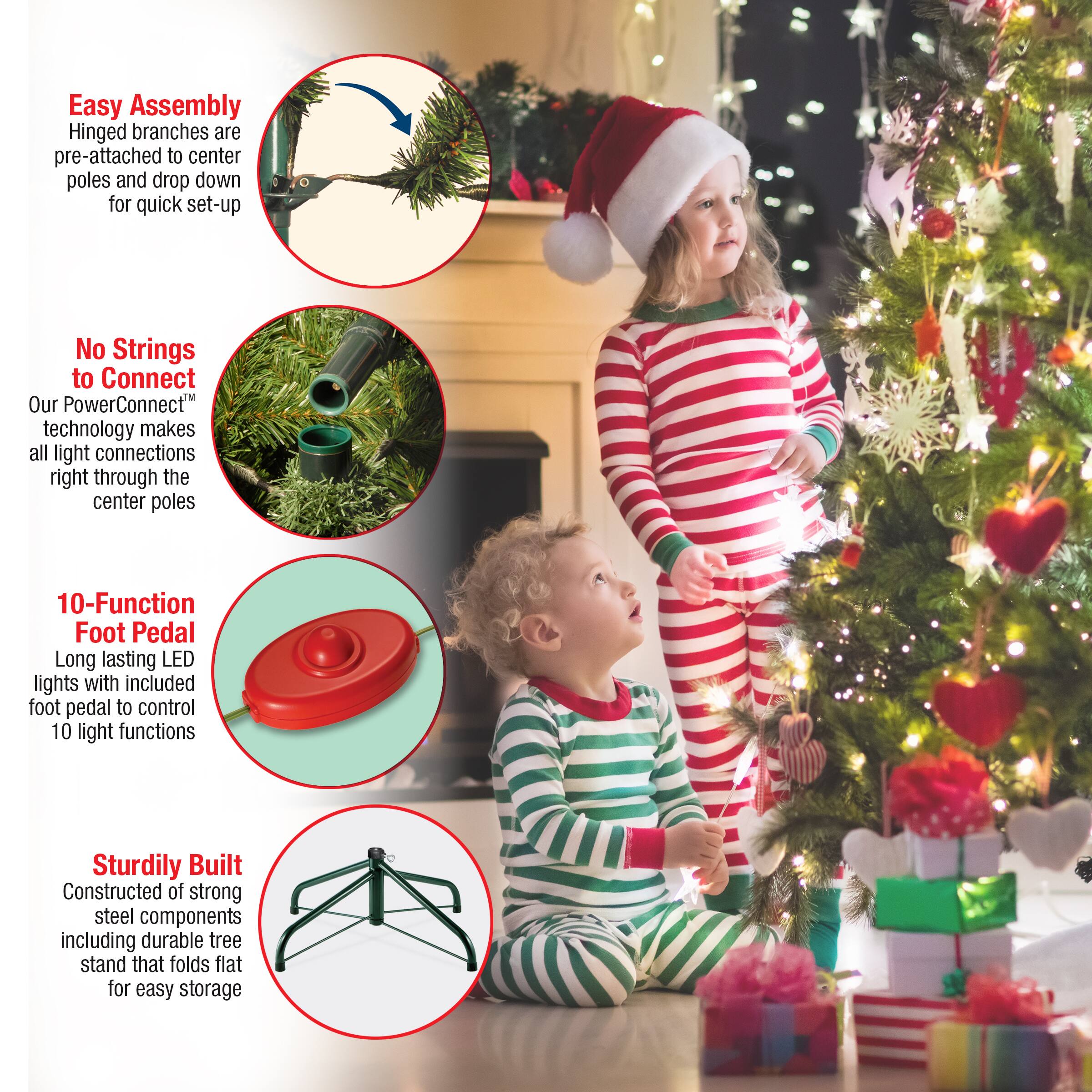 9ft. Pre-Lit PowerConnect™ Dunhill® Fir Artificial Christmas Tree, Dual Color® LED Lights