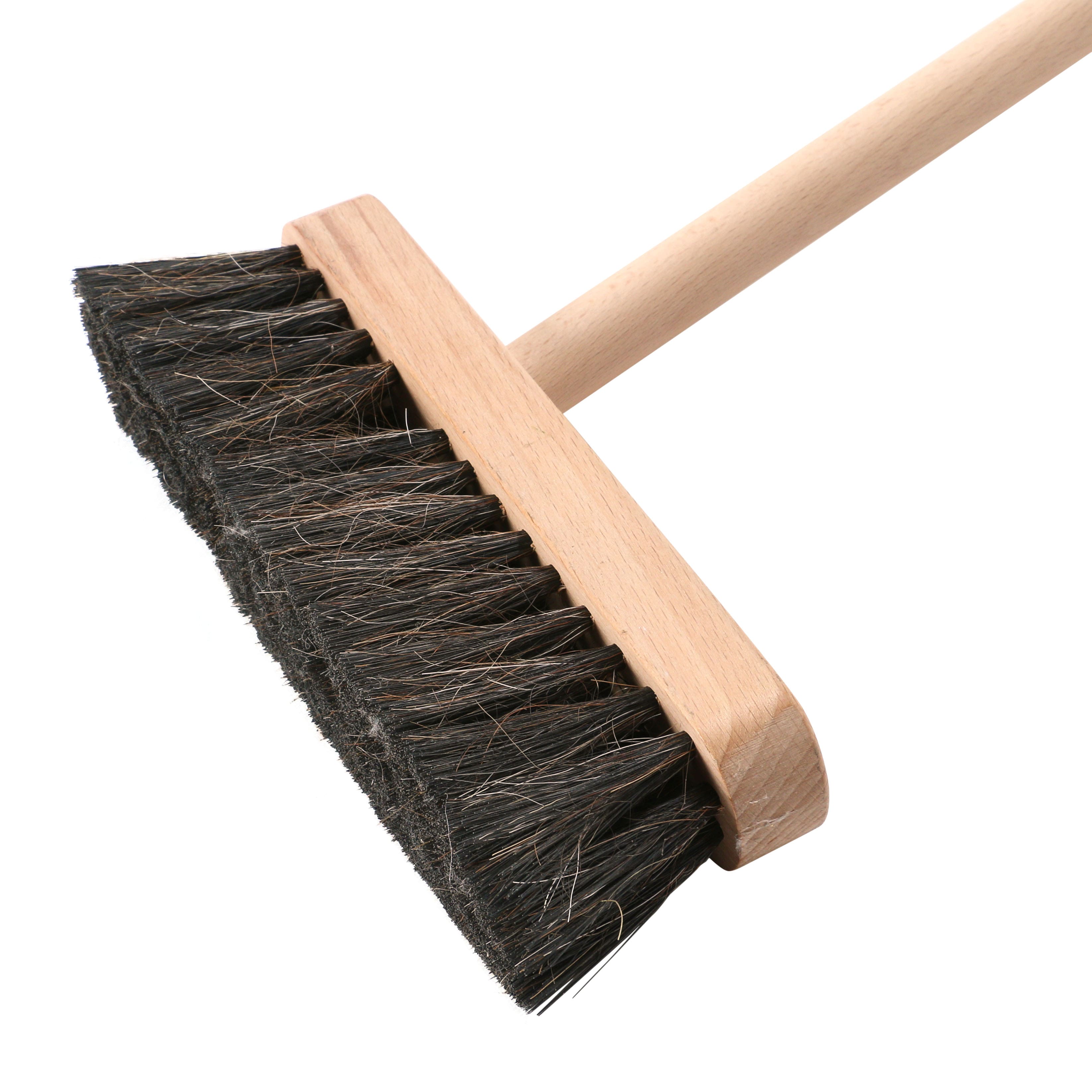Hello Honey® Natural & Black Beech Wood Broom & Standing Metal Dust Pan Set