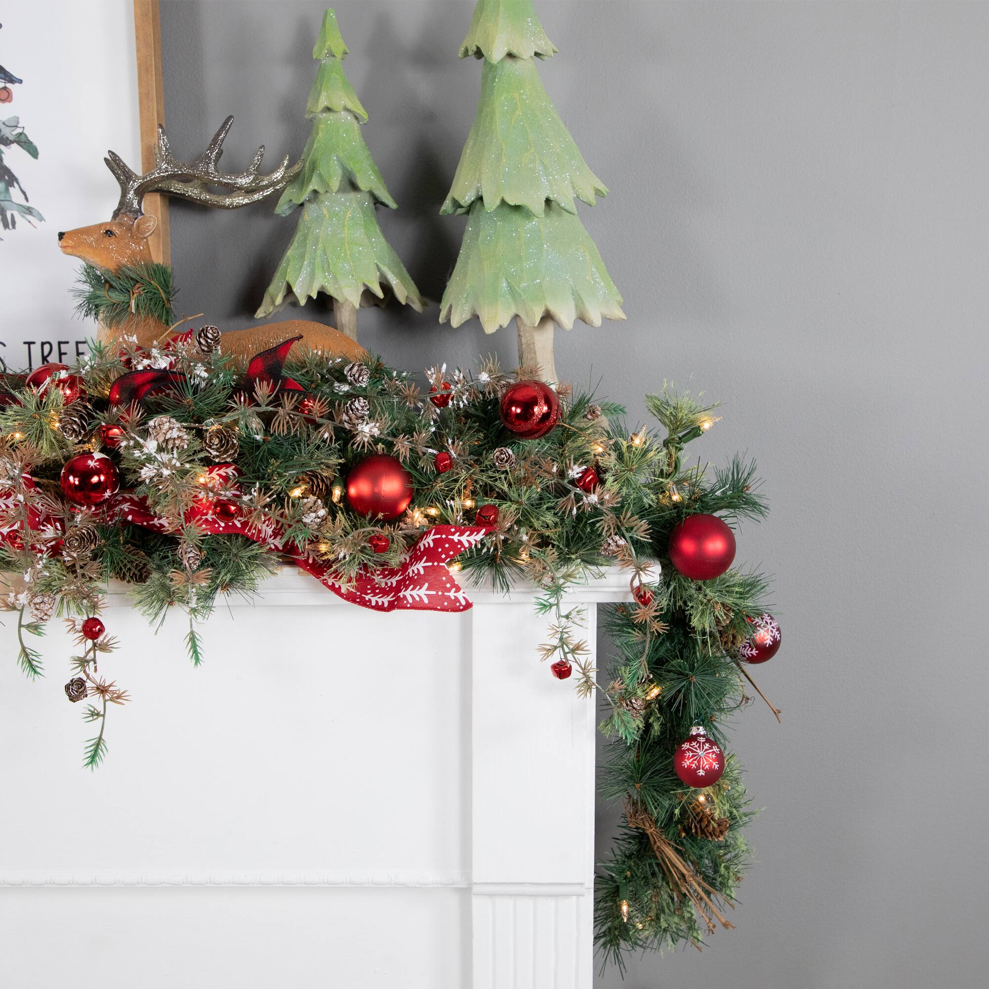 72&#x22; Pre-Lit Country Mixed Pine Artificial Christmas Swag, Clear Lights