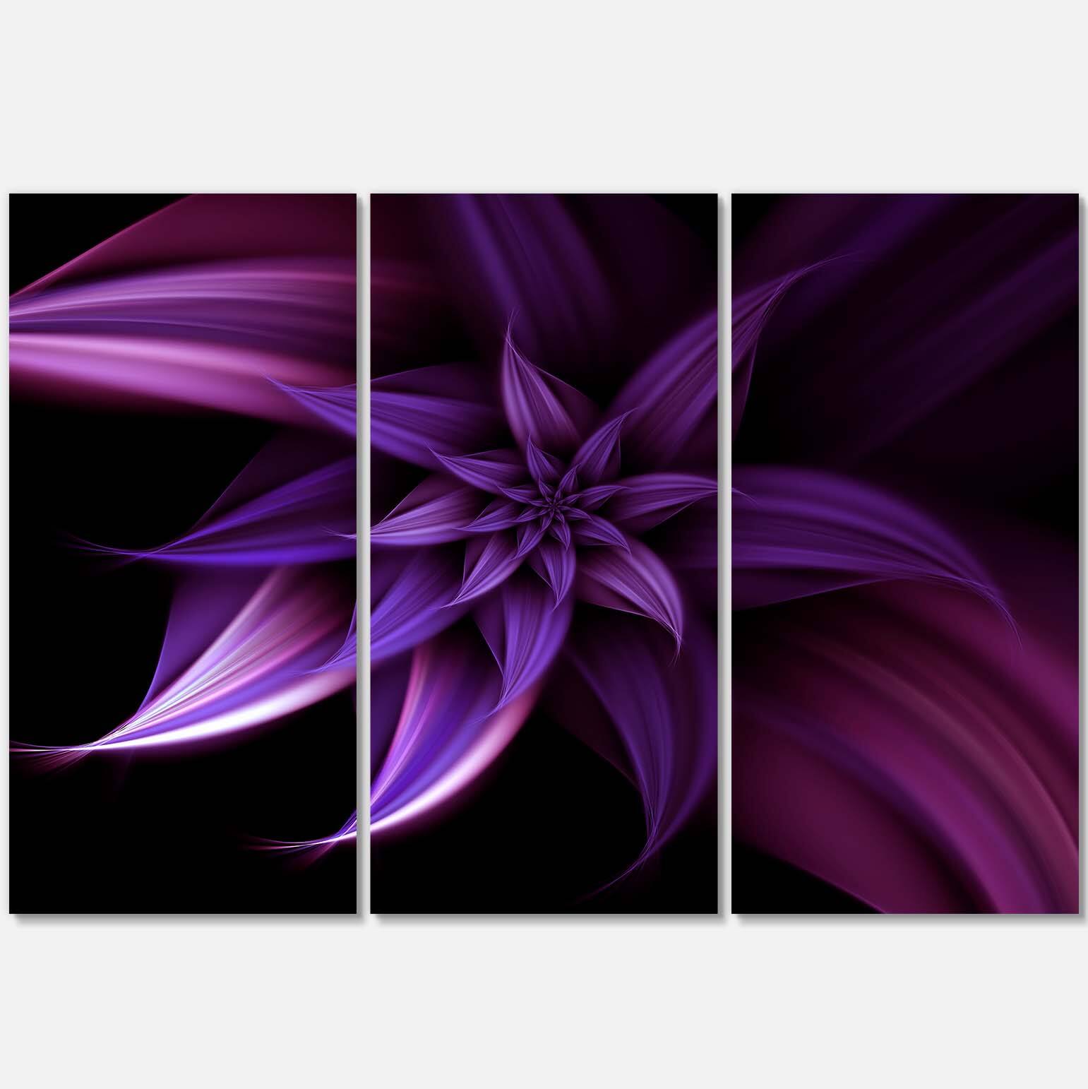 Designart - Fractal Flower Purple - Floral Art Canvas Print