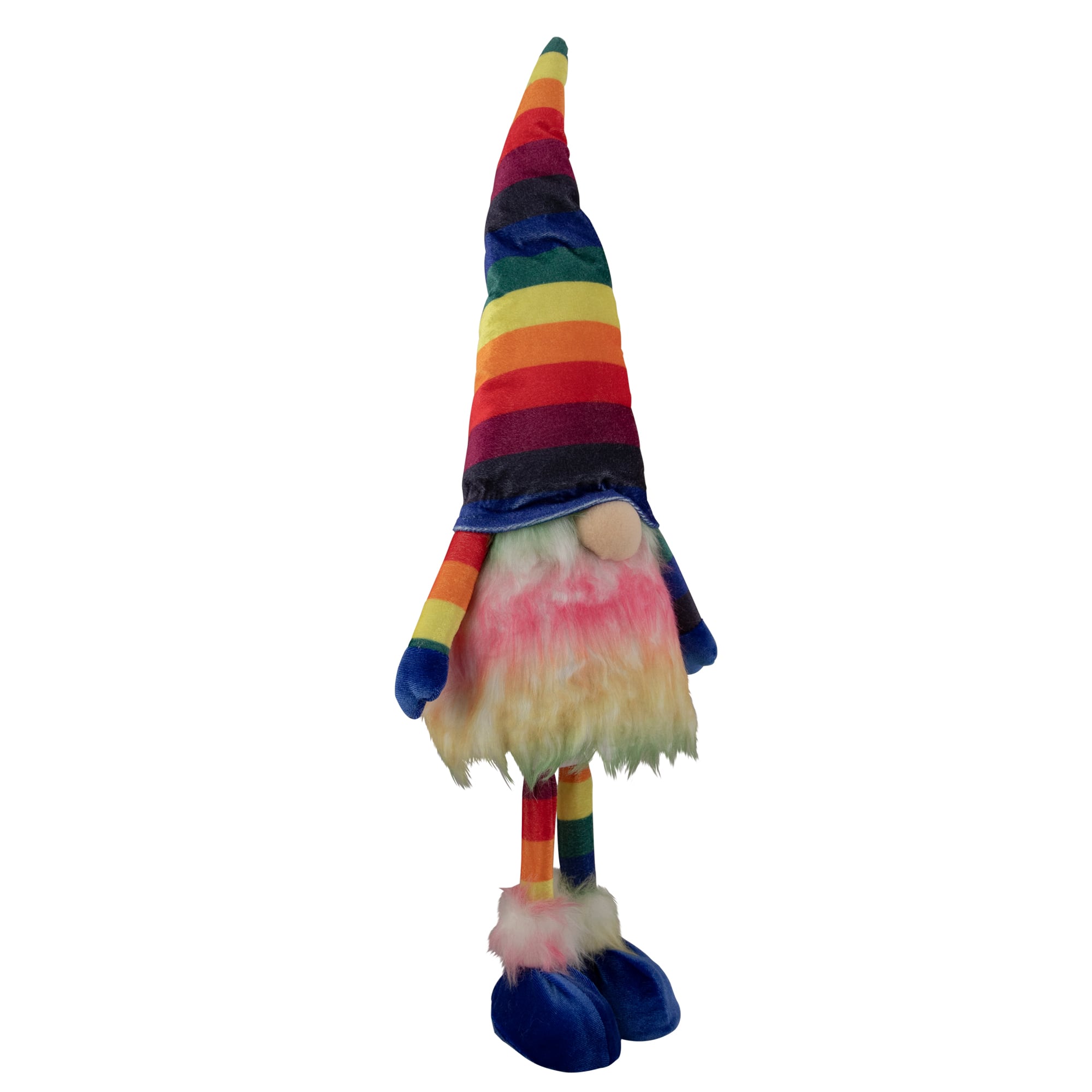 20.5&#x22; Bright Rainbow Striped Springtime Gnome