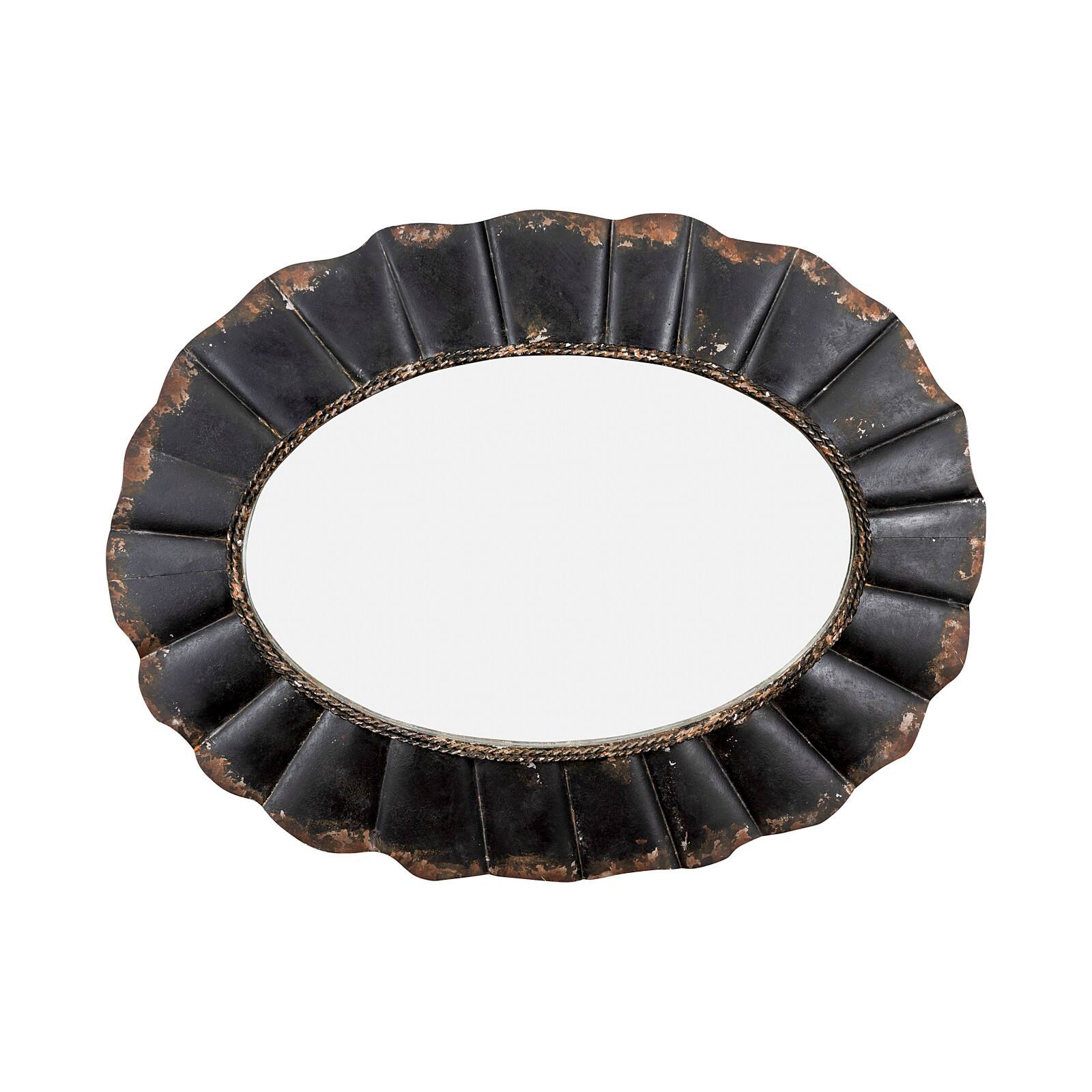 Hello Honey® 31" Black Oval Scalloped Metal Mirror