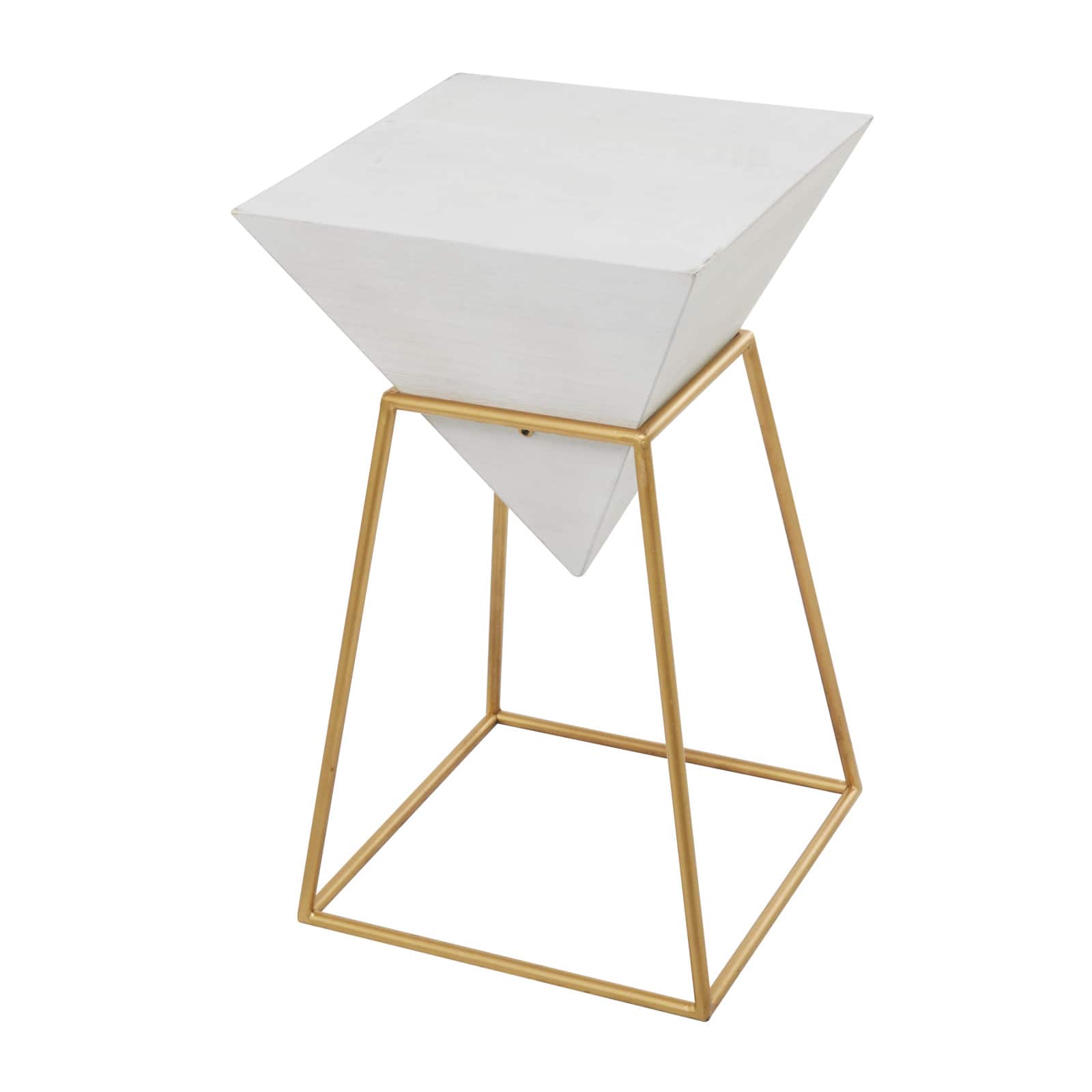 Gold Metal Modern Accent Table, 24" x 20" x 17"