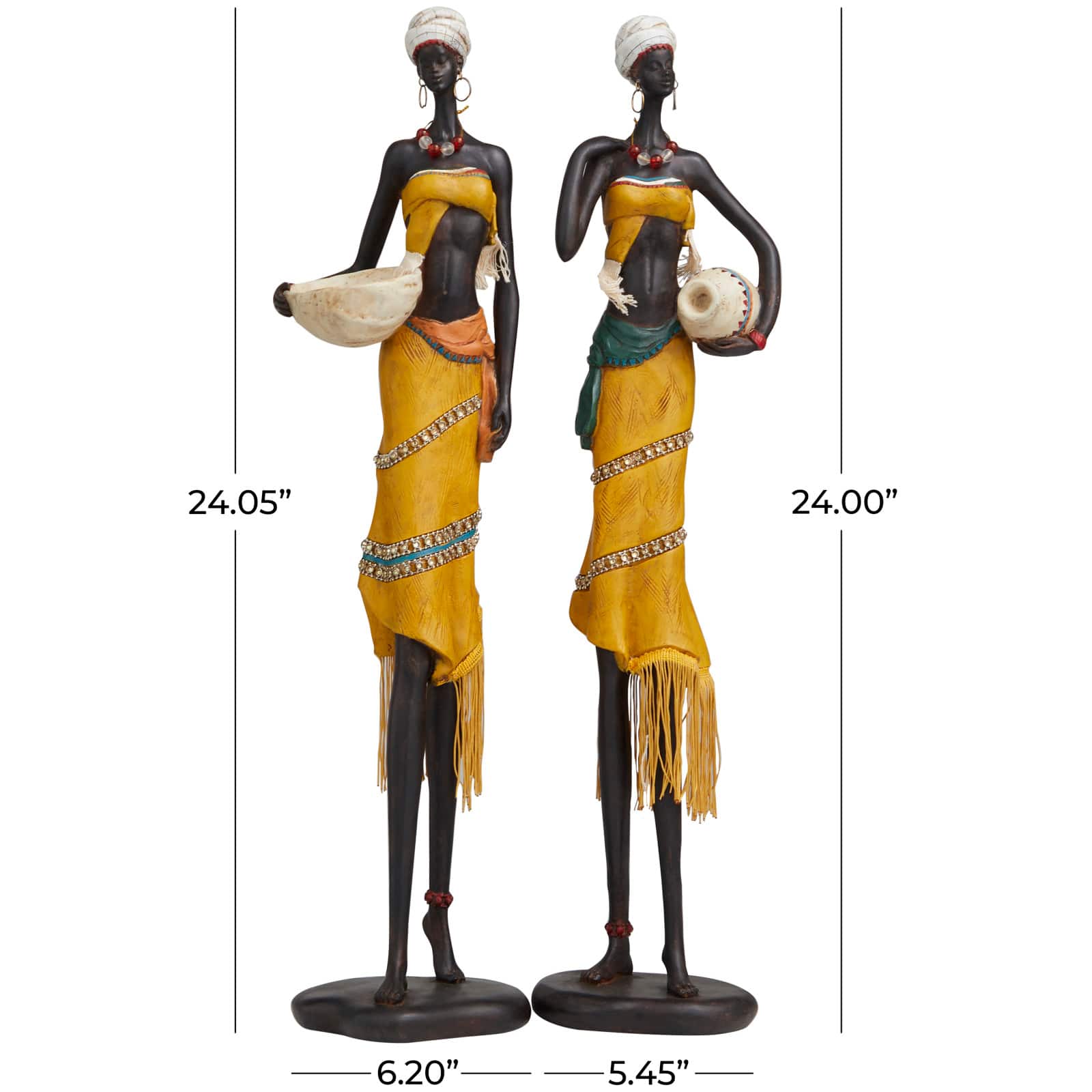 Handmade Polystone African Inspired Sculpture Set