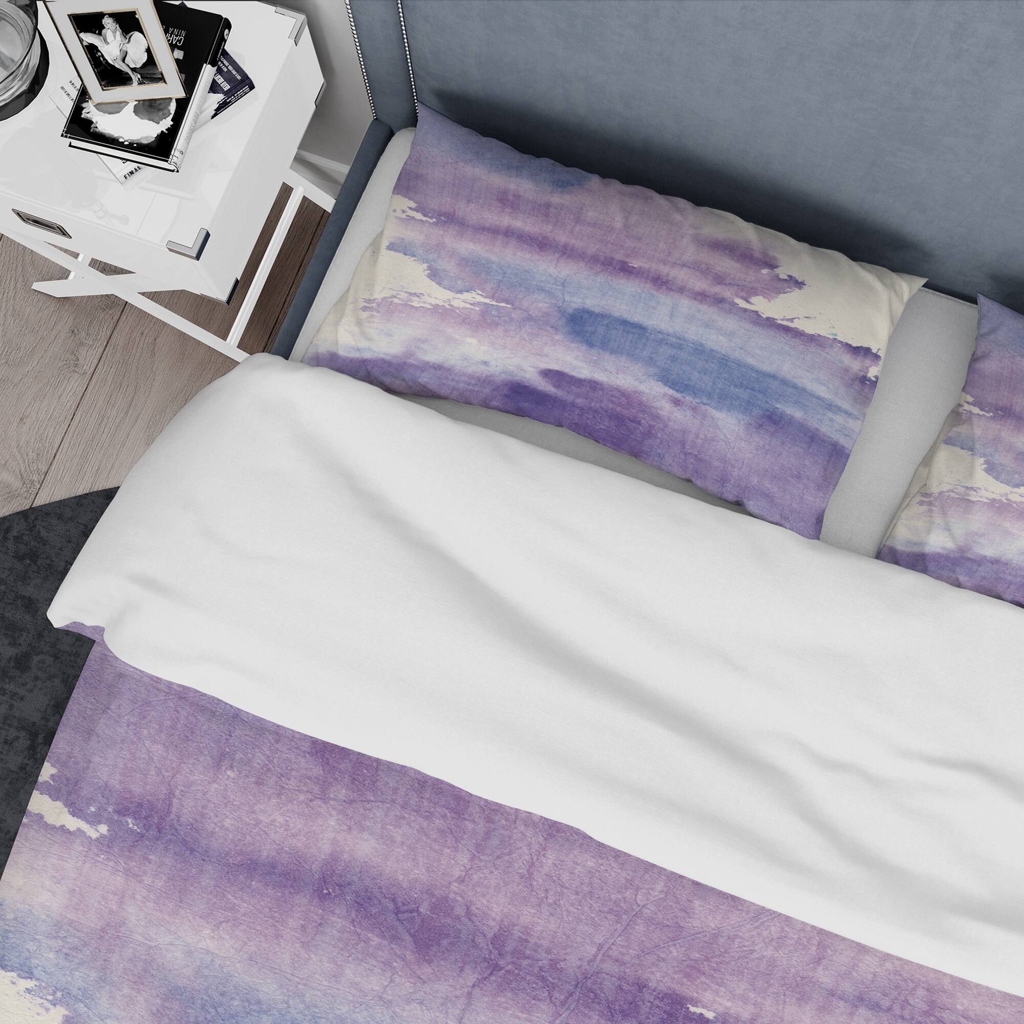 Designart &#x27;Watercolor Purple Haze I&#x27; Geometric Bedding Set - Duvet Cover &#x26; Shams