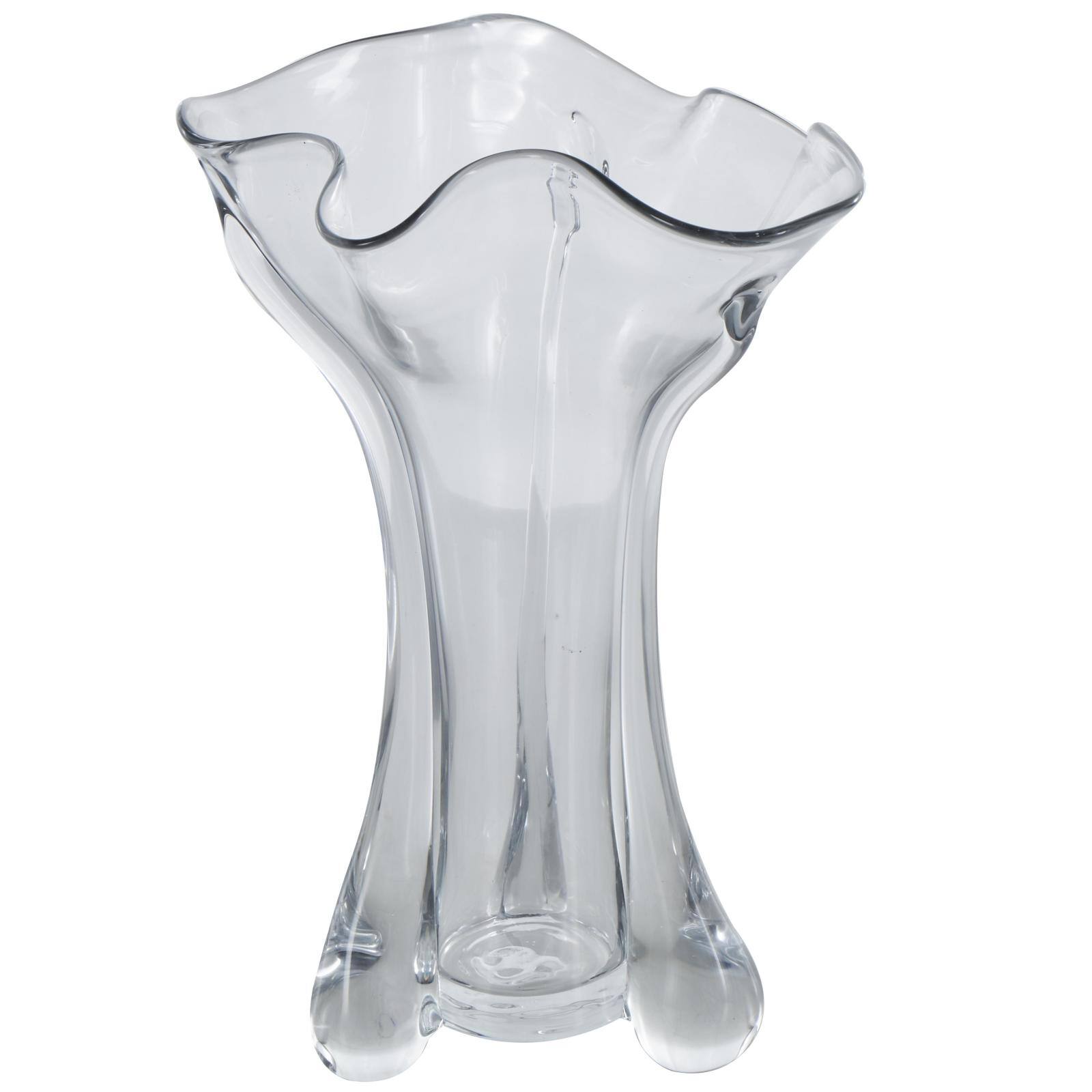 Clear Abstract Fluted Tulip Glass Vase