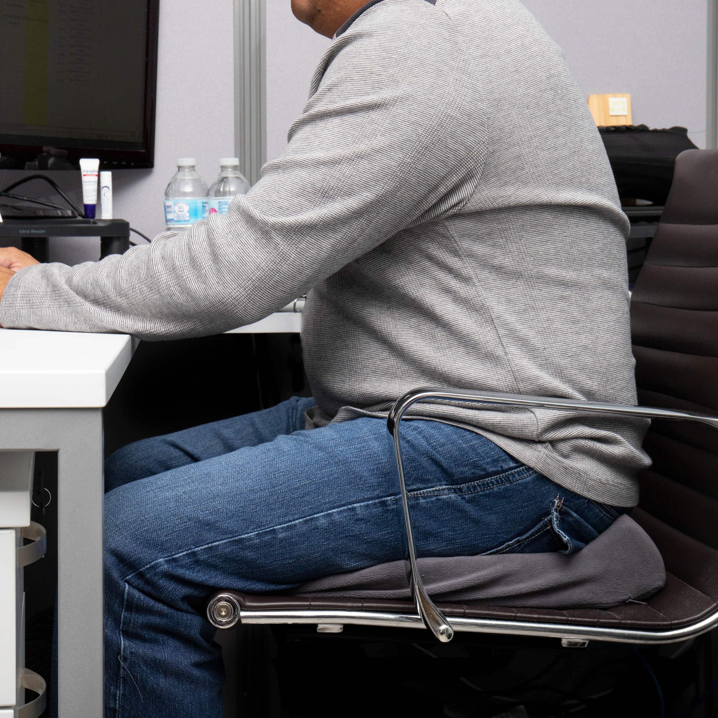 Mind Reader 18" Gray Memory Foam Chair Orthopedic Seat Cushion