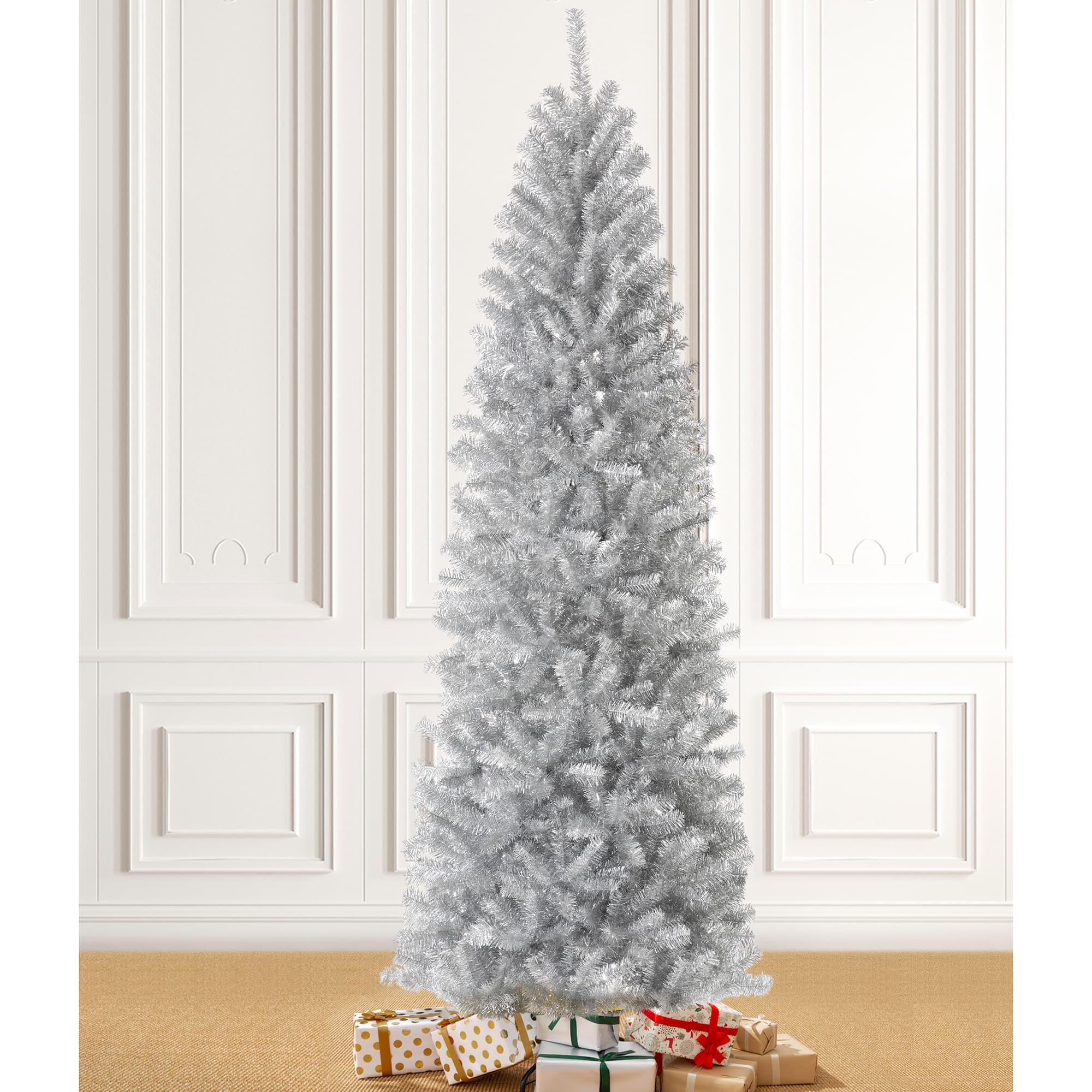 7.5ft. Unlit Silver Tinsel Artificial Christmas Tree