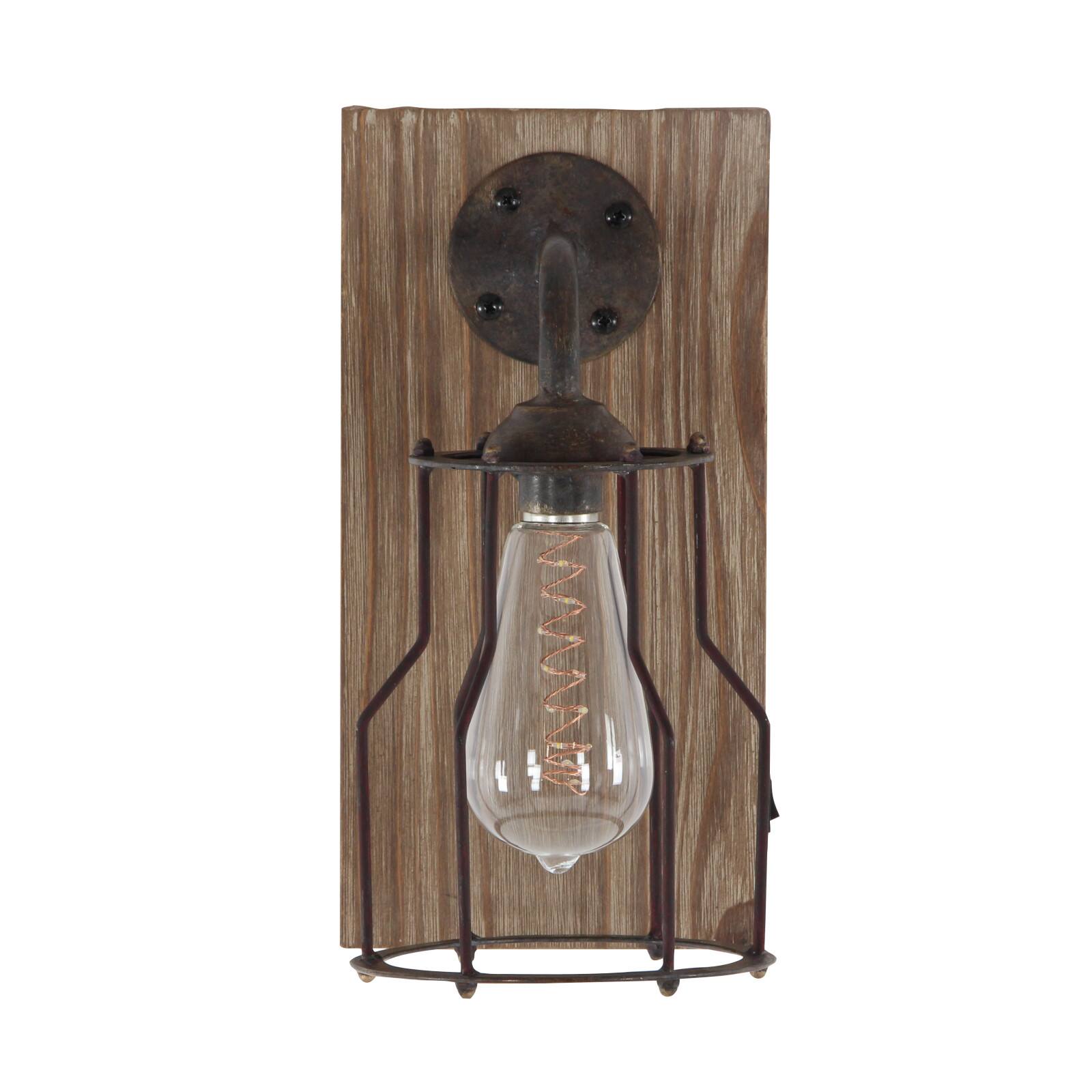 11&#x22; Brown Iron Industrial LED Wall Sconce