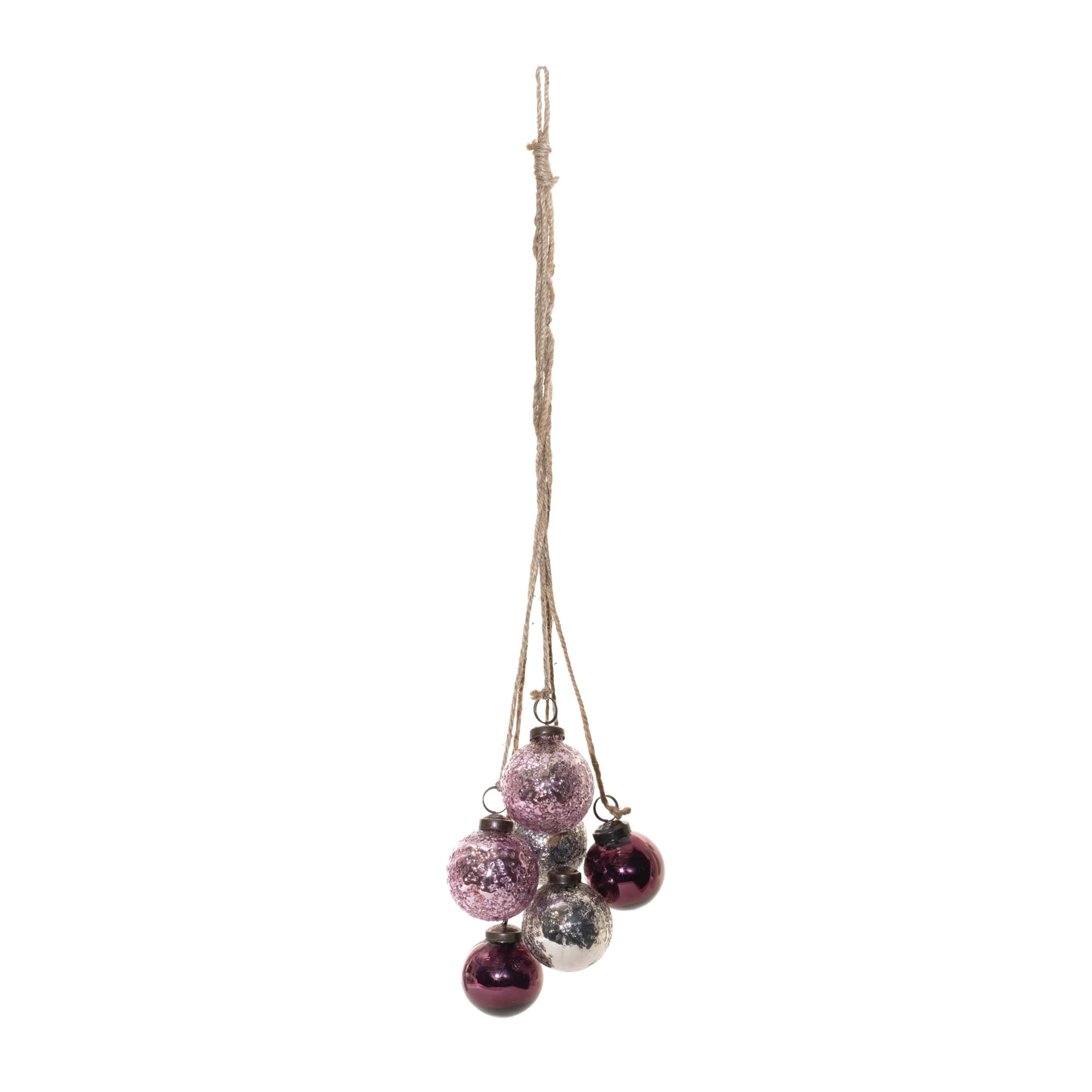 21&#x22; Purple Glass Ball Cluster Drop Ornaments, 2ct.