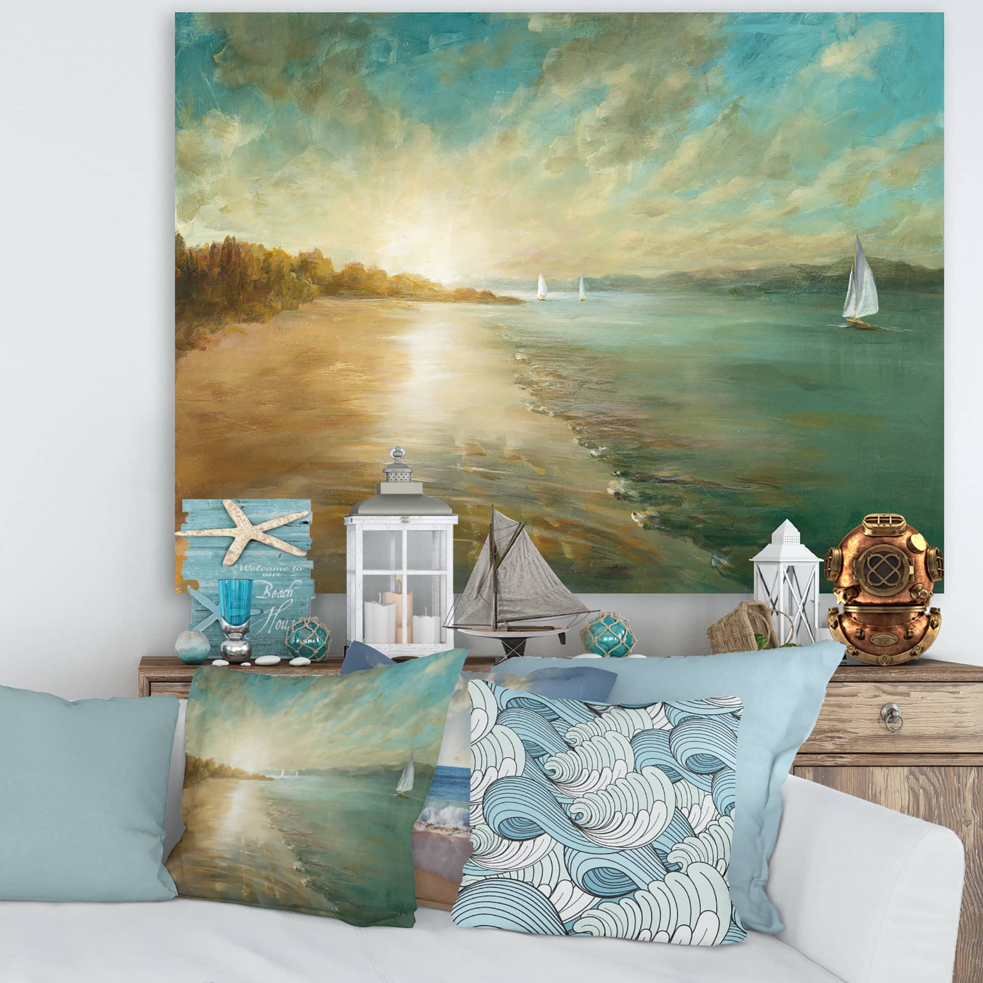 Designart - Coastal Pastel Horizon - Nautical & Coastal Canvas Art