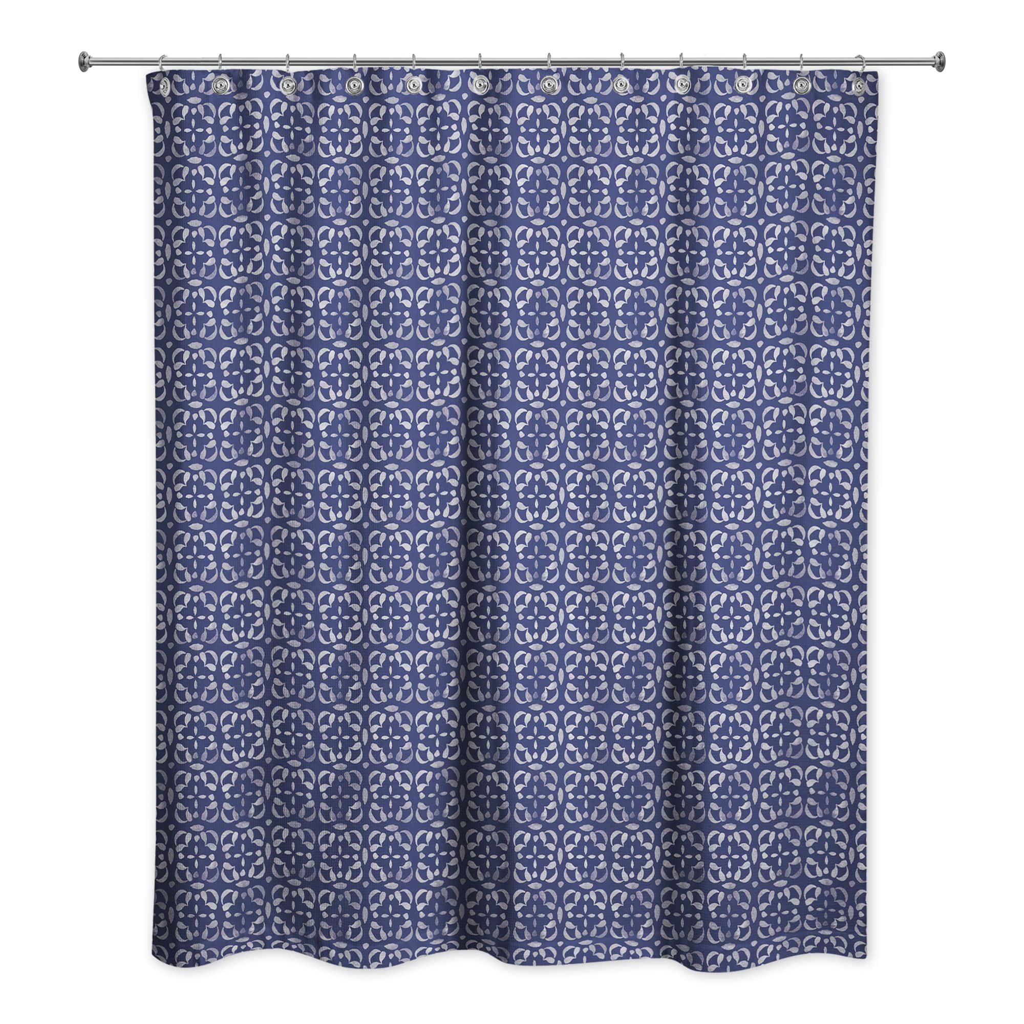 Navy Medallion Pattern 71" x 74" Shower Curtain