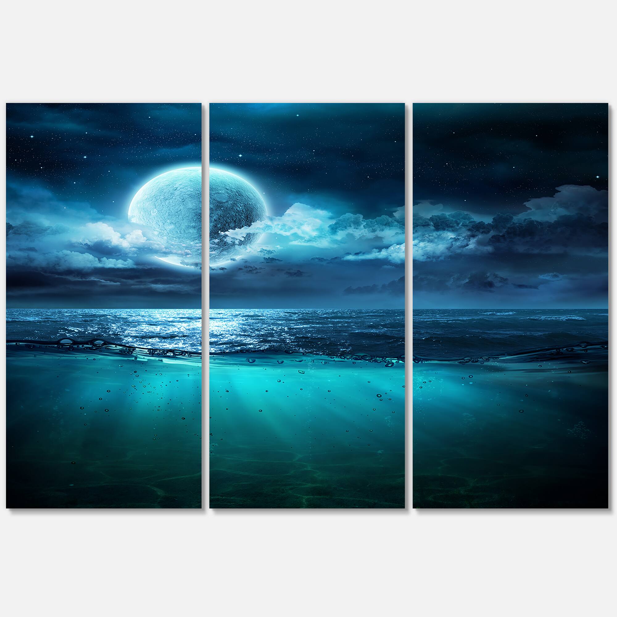 Designart - Romantic Moon Over Deep Blue Sea II