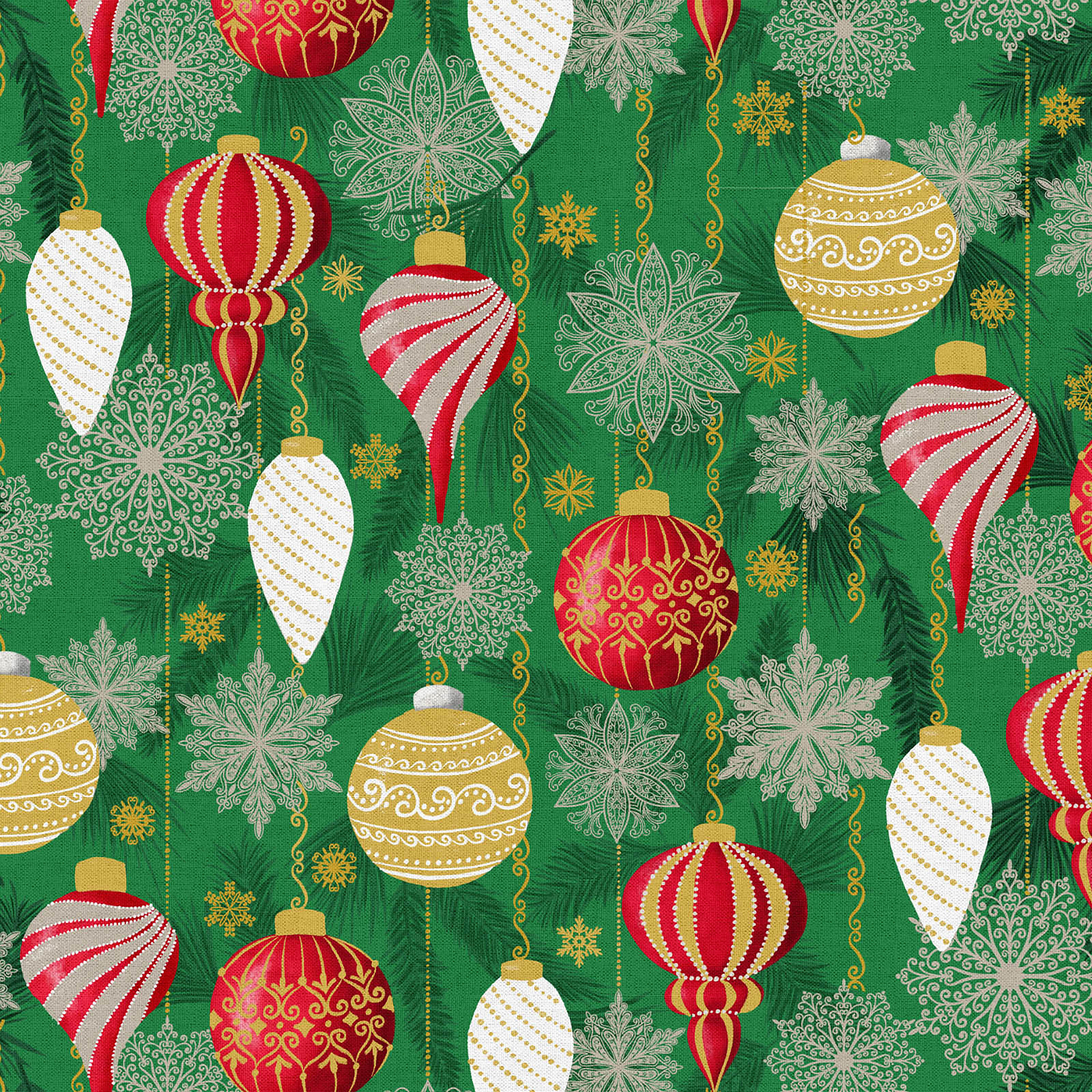 Fabric Editions Christmas Ornaments Cotton Fabric