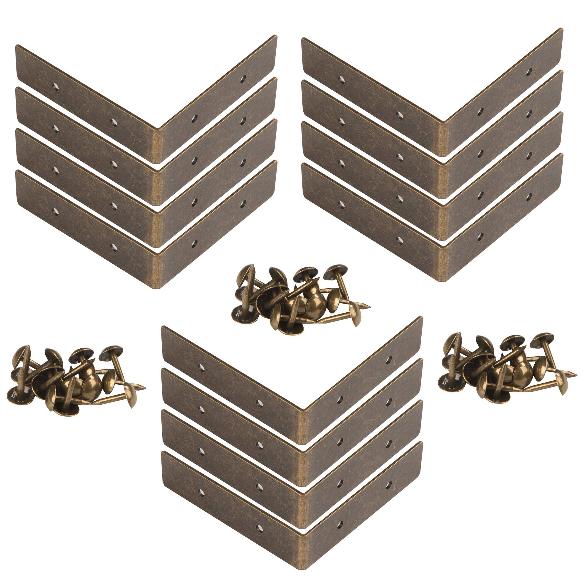 Dritz Home® Small Antique Brass Campaign Textured Right Angles, 4ct.