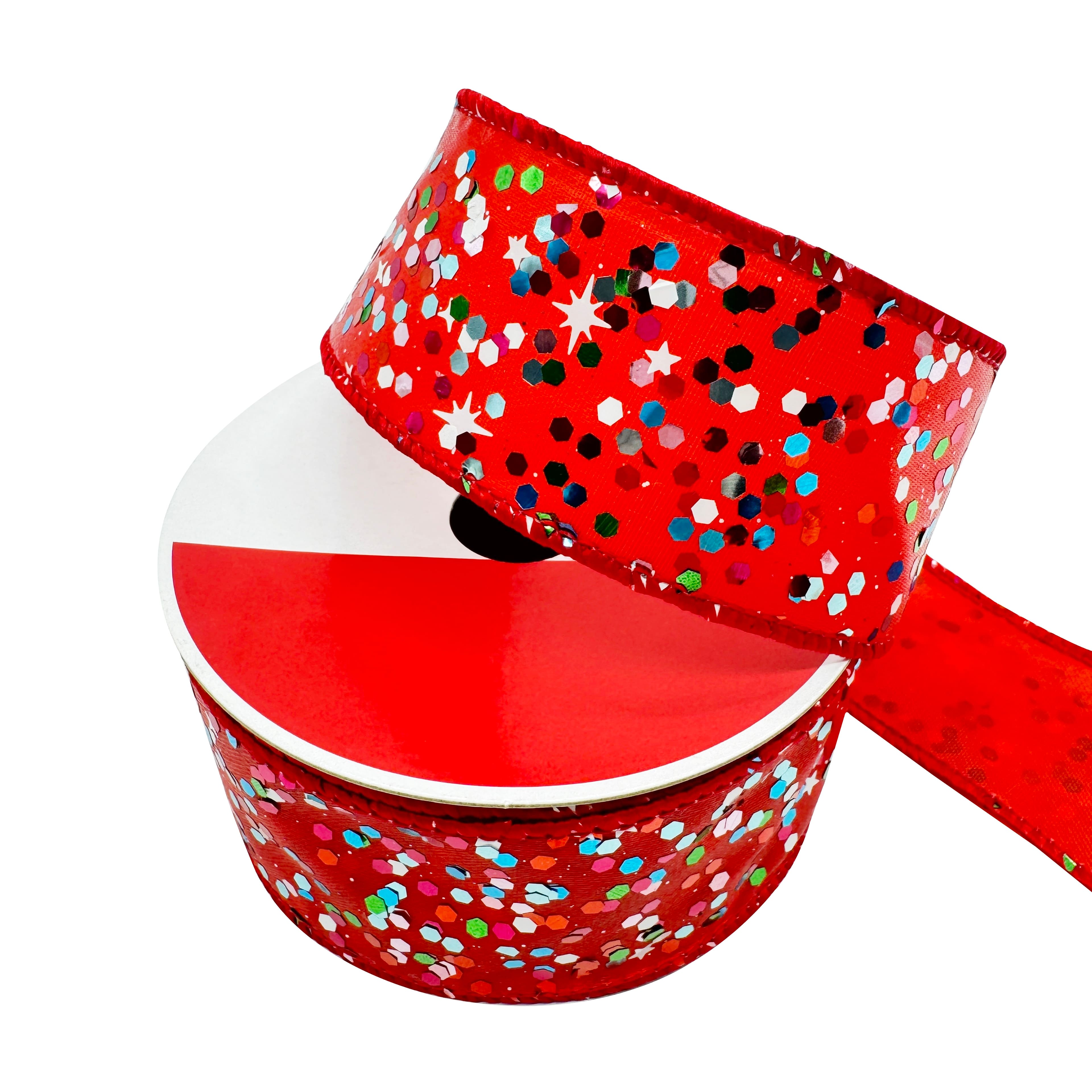 1.5&#x22; x 30ft. Red Holiday Glitter Wired Ribbon by Celebrate It&#xAE;