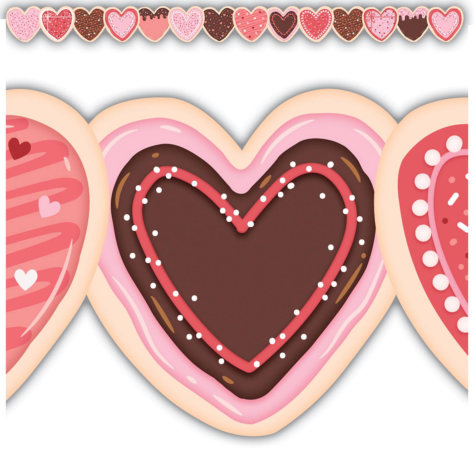 Teacher Created Resources® Frosted Heart Cookies Die-Cut Border Trim, 6 Packs of 12
