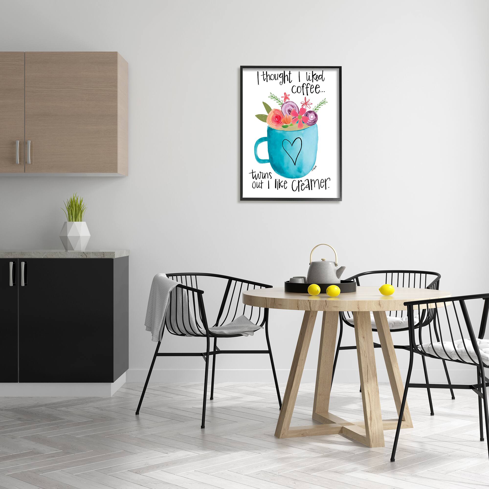 Stupell Industries Thought I Liked Coffee Phrase Kitchen Creamer Joke in Black Frame Wall Art