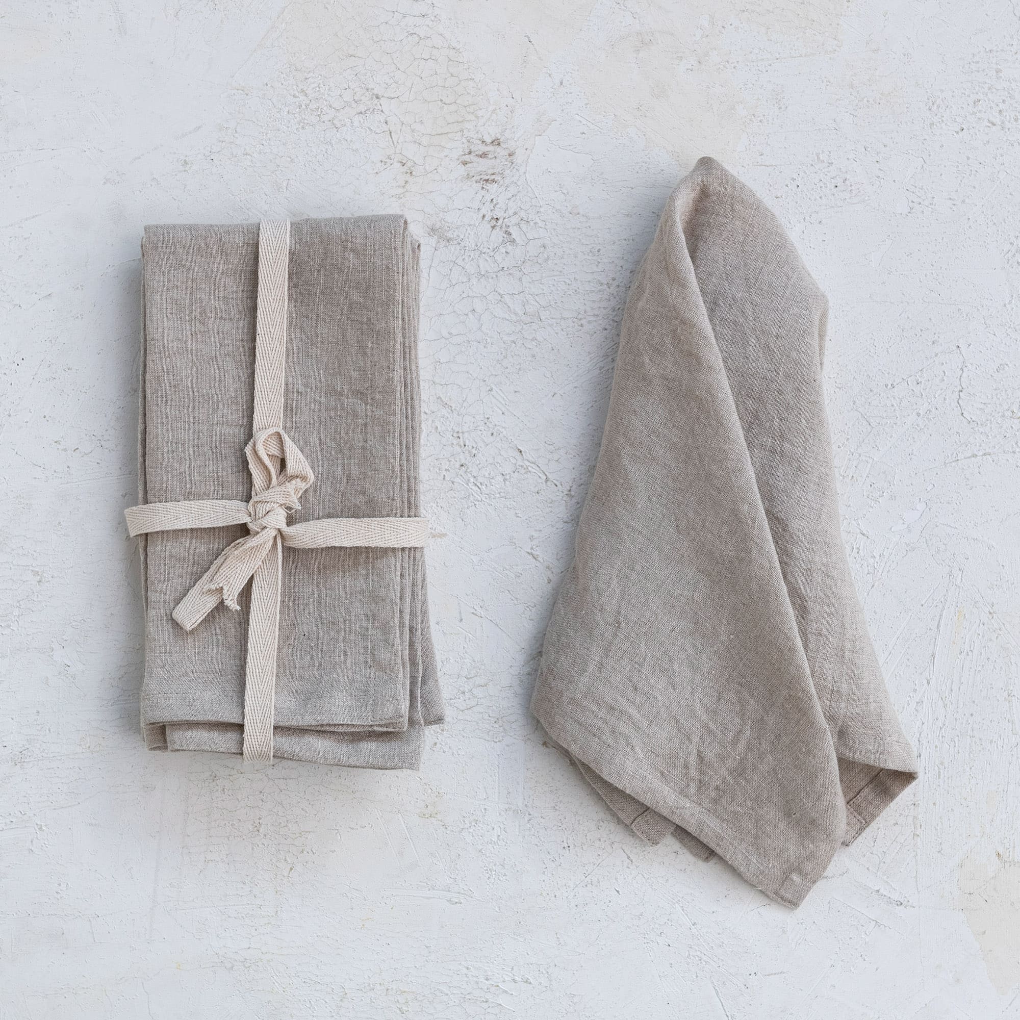 18&#x22; Square Stonewashed Linen Dinner Napkins, 4ct. 