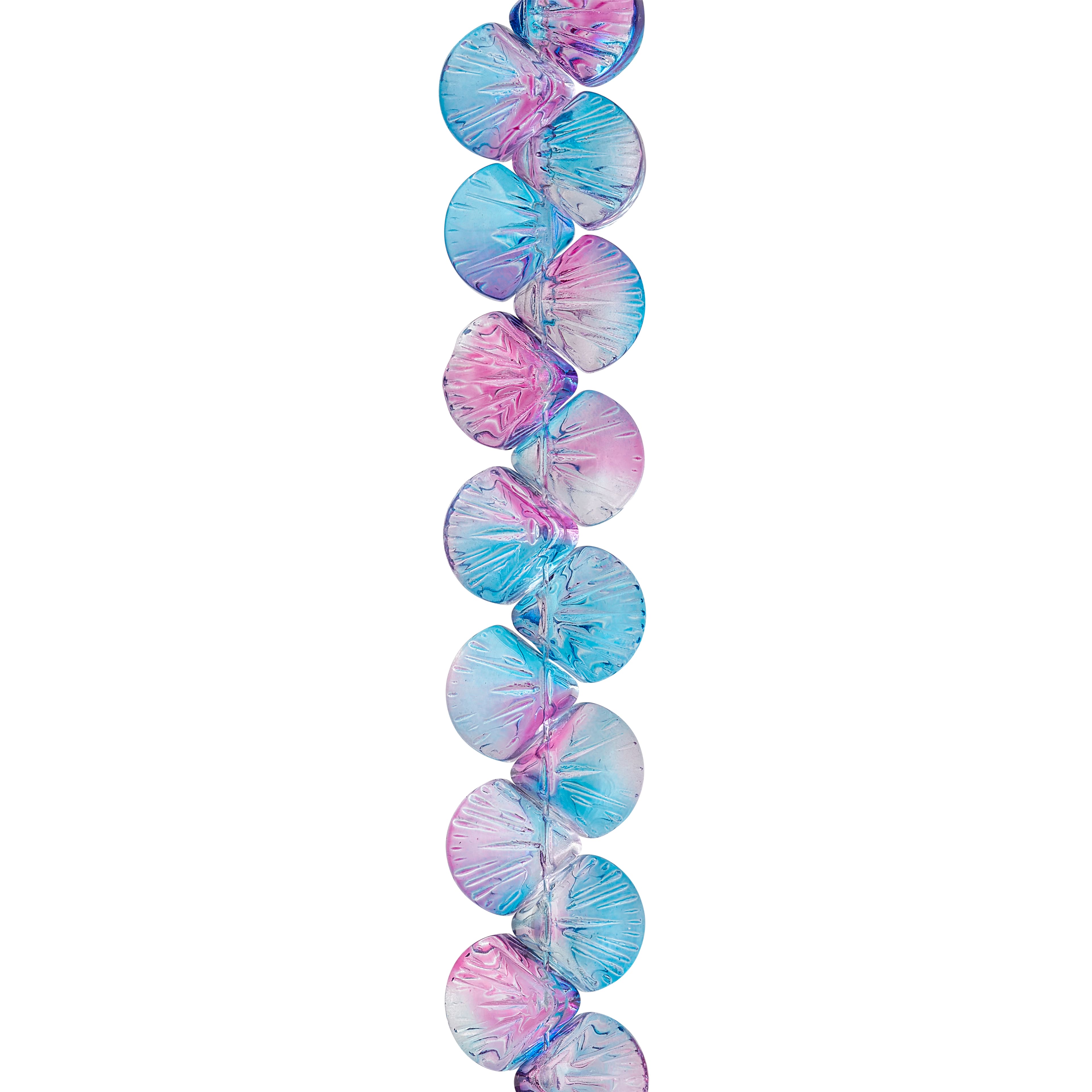 Pink &#x26; Blue Glass Shell Beads by Bead Landing&#x2122;, 10mm