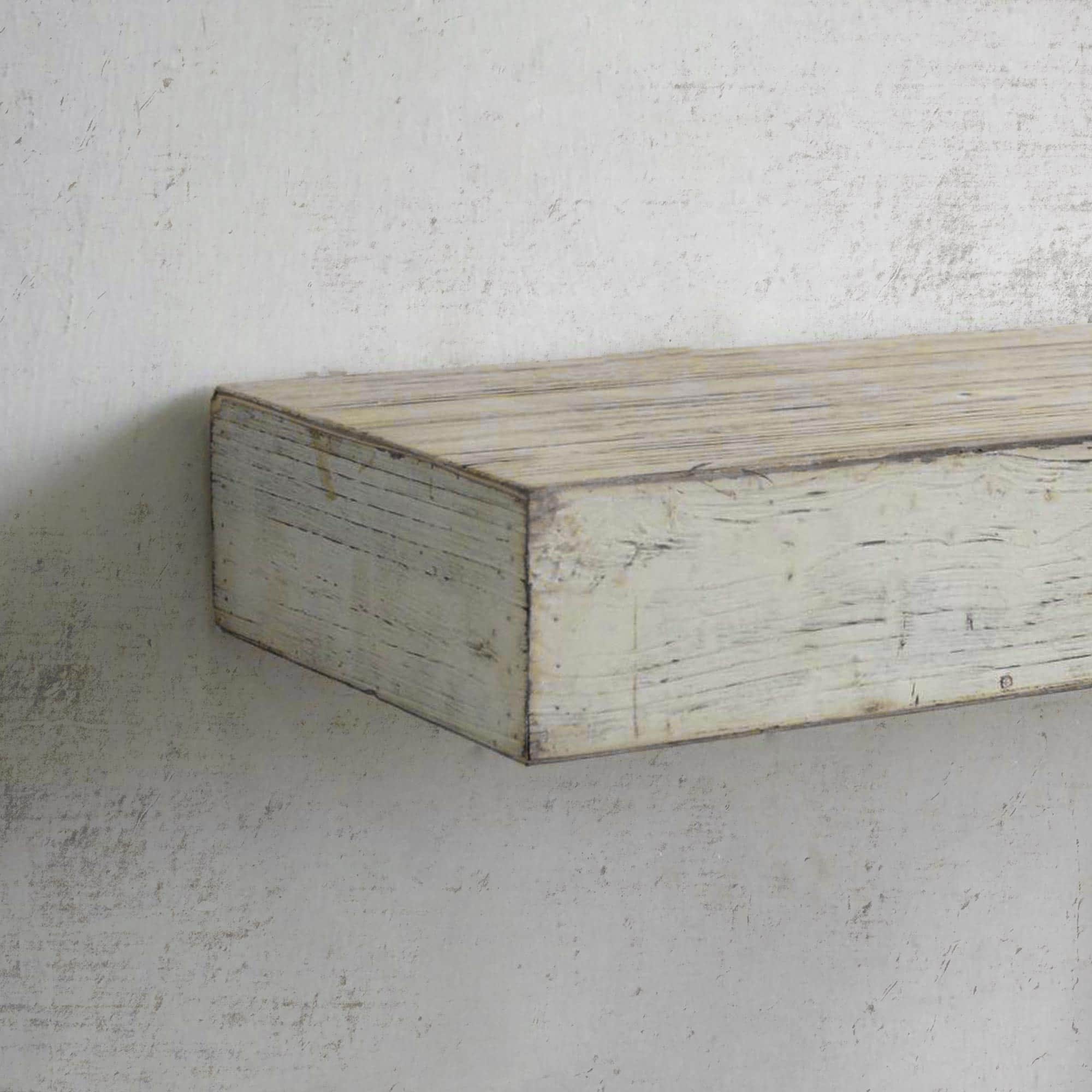 Small Whitewashed Wood Floating Wall Shelf
