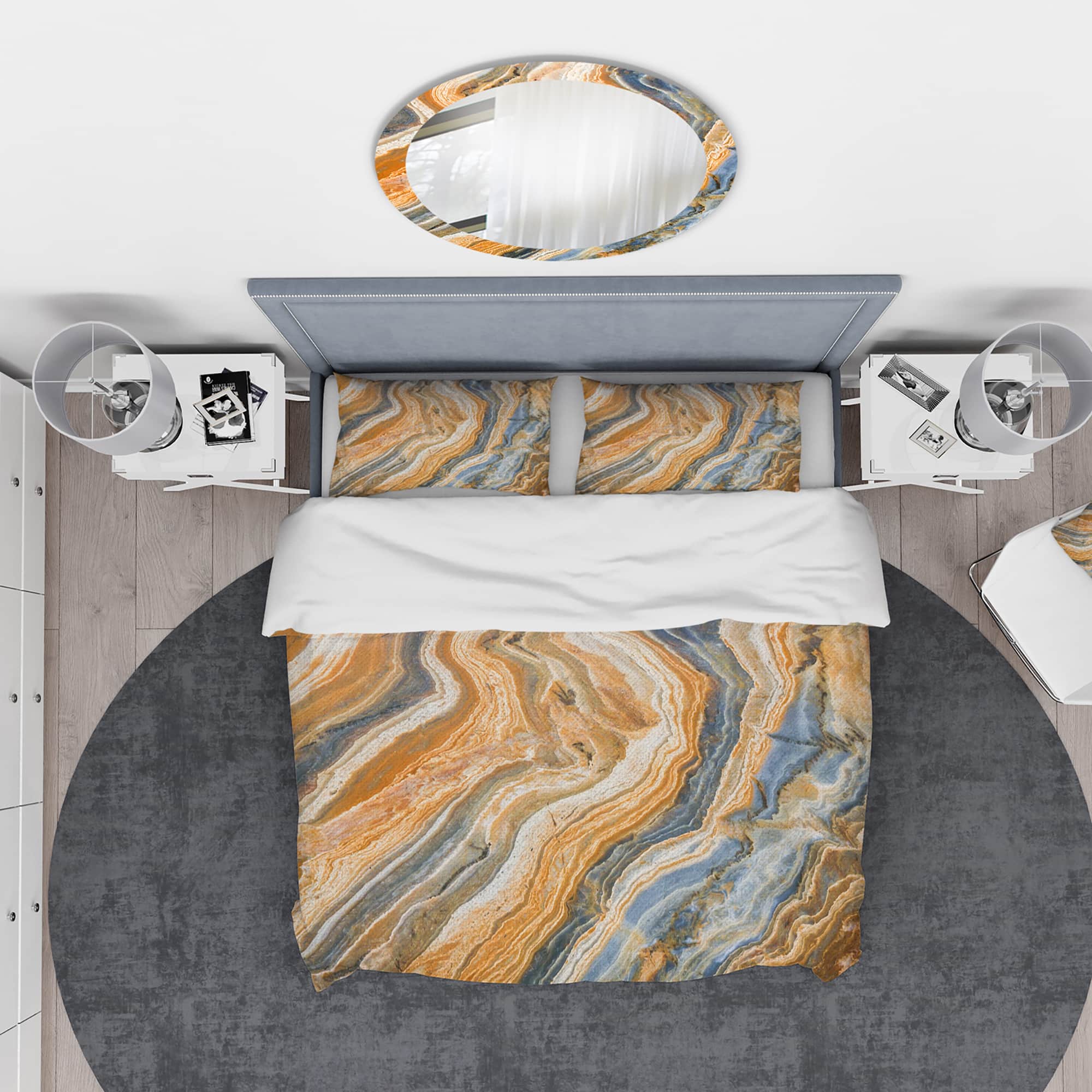 Designart &#x27;Segment Layers of Marbled Rock&#x27; Abstract Bedding Set - Duvet Cover &#x26; Shams