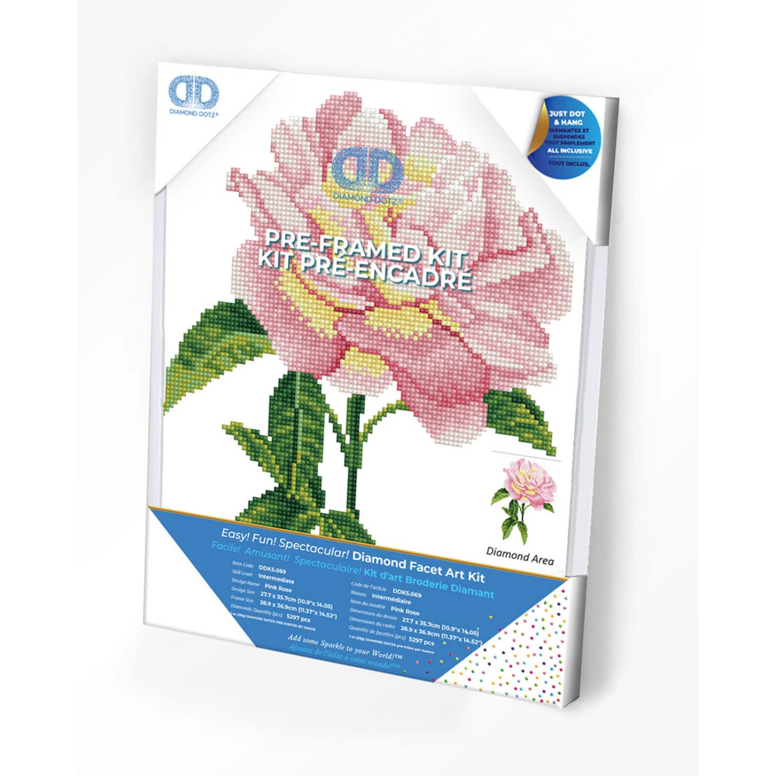 Diamond Dotz&#xAE; Intermediate Pink Rose with Frame Diamond Painting Kit