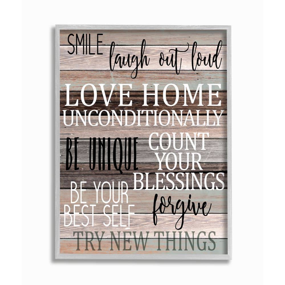 Stupell Industries Inspirational Be You Phrases on Wood Grain Brown Black Text in Gray Frame Wall Art