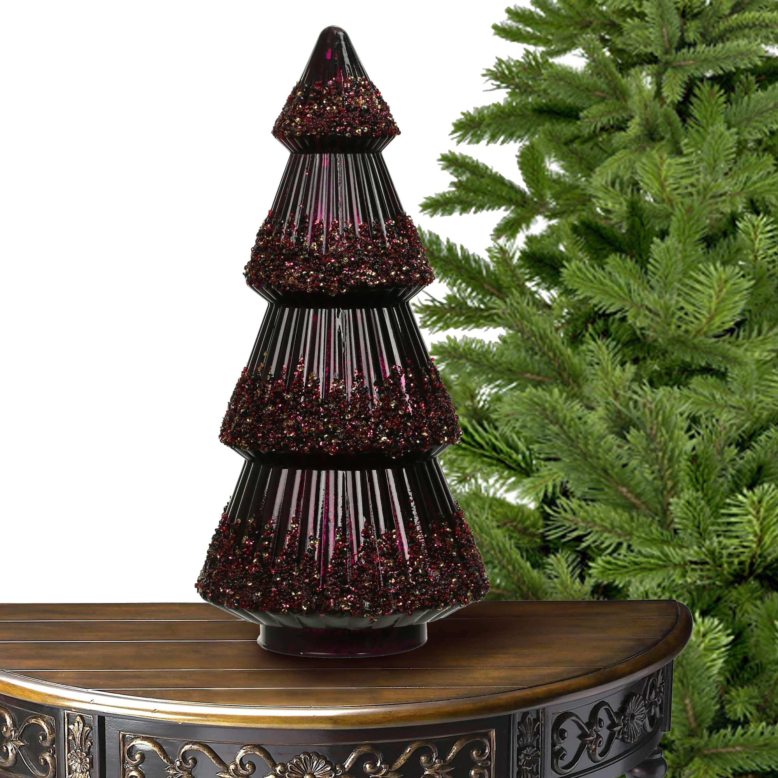 Burgundy Glass Tree Tabletop Décor by Ashland®
