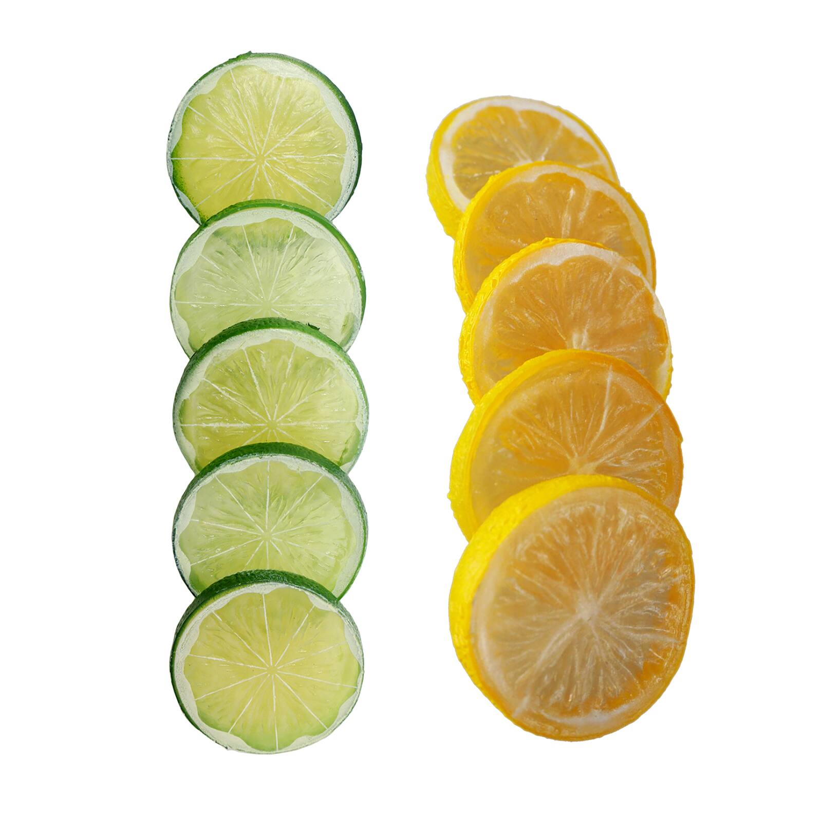 Lemon Slices Artificial Lemon Slices Fake Fruit Tiered Tray Home Decor Set of 5 