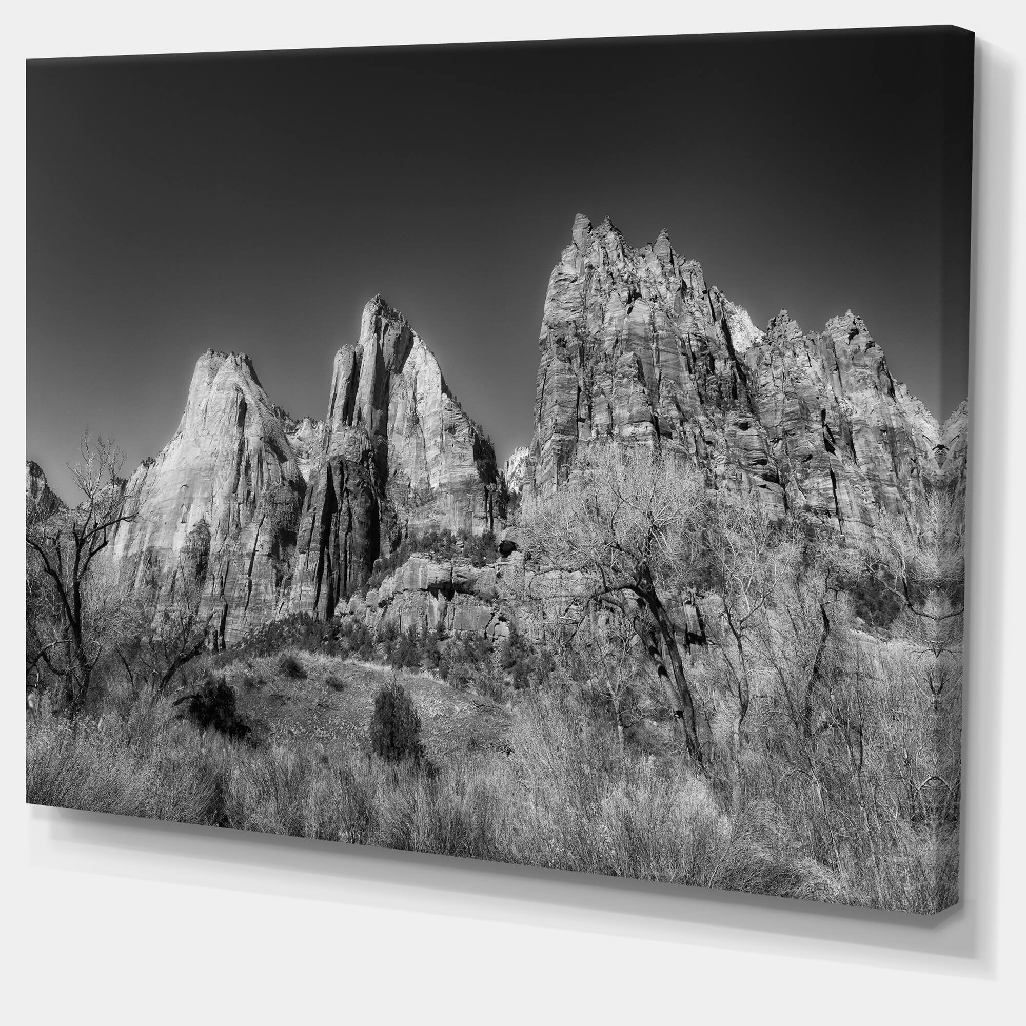 Designart - Rising Red Rocks Black and White - Landscape Canvas Art Print