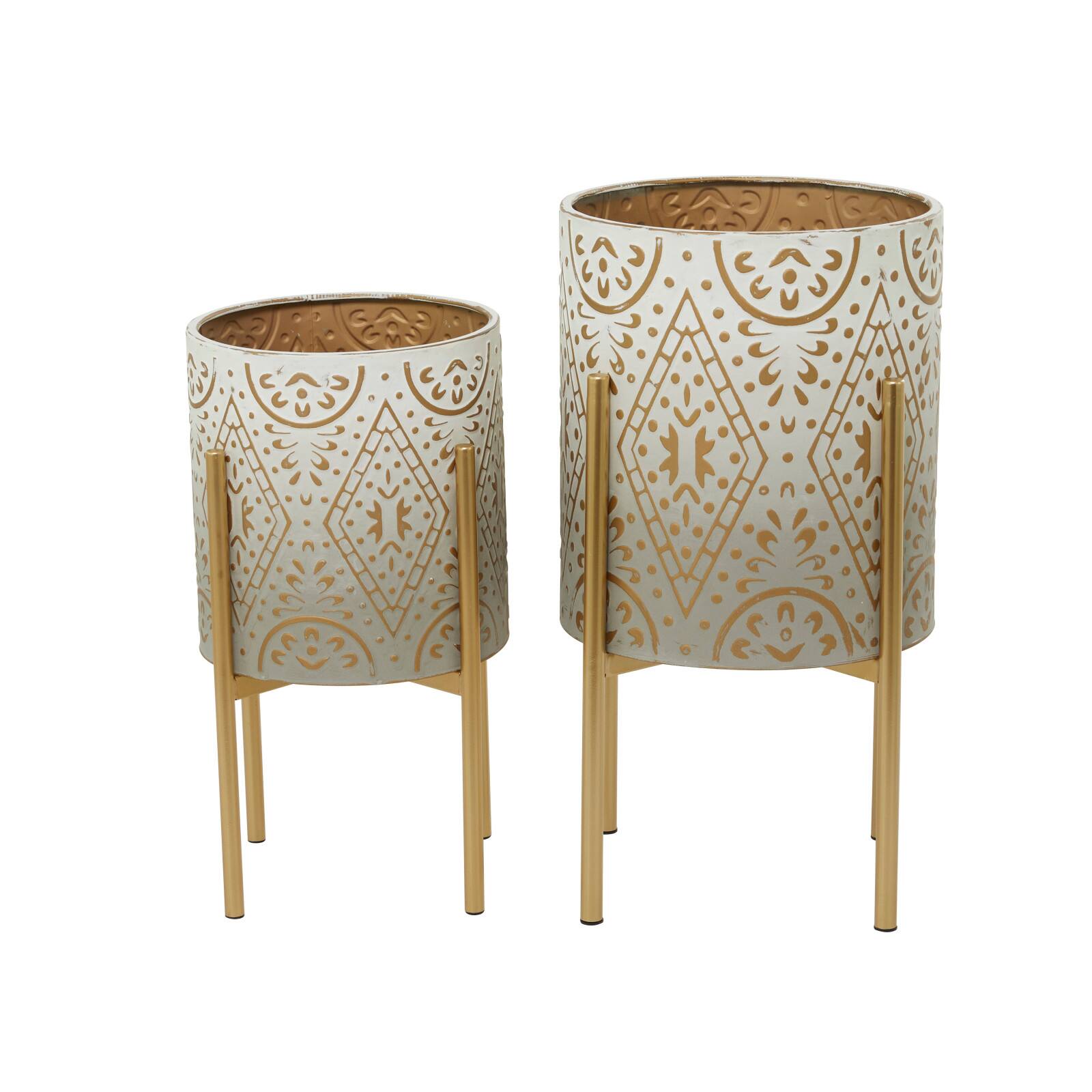 Brown Bohemian Planter, Set of 2" 23", 19"