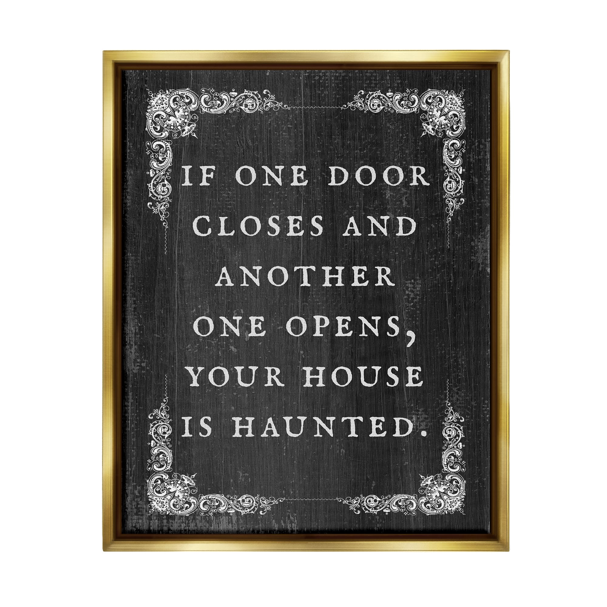 Stupell Industries Funny Haunted House Phrase Framed Floater Canvas Wall Art