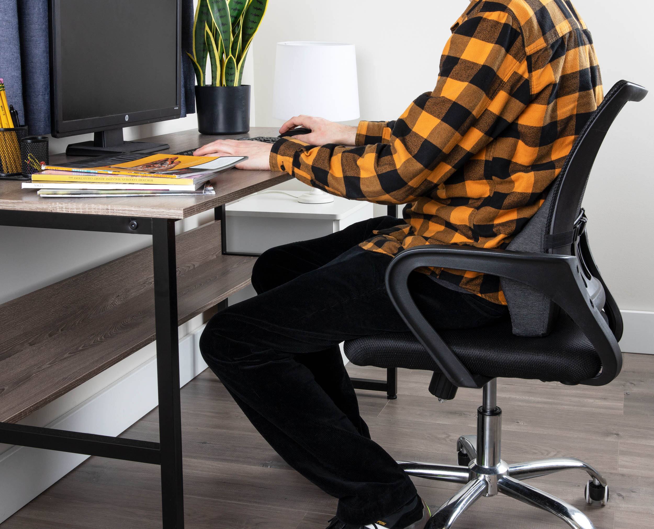 Mind Reader Teal & Black Ergonomic Back Cushion