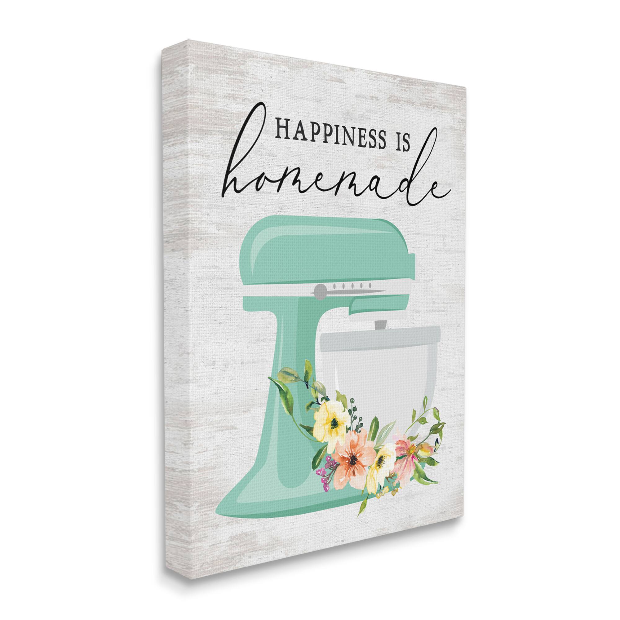 Stupell Industries Happiness is Homemade Phrase Floral Kitchen Stand Mixer Canvas Wall Art
