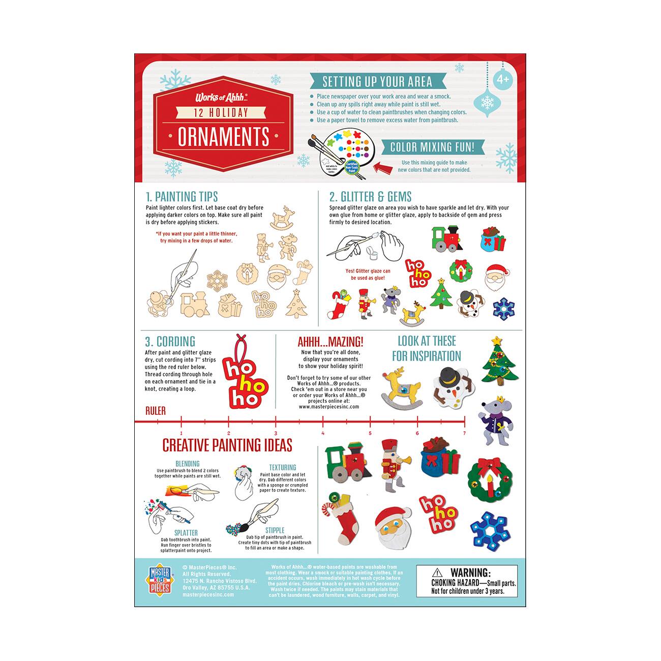 Works of Ahhh... Wood Painting Kit - 12 Holiday Ornaments