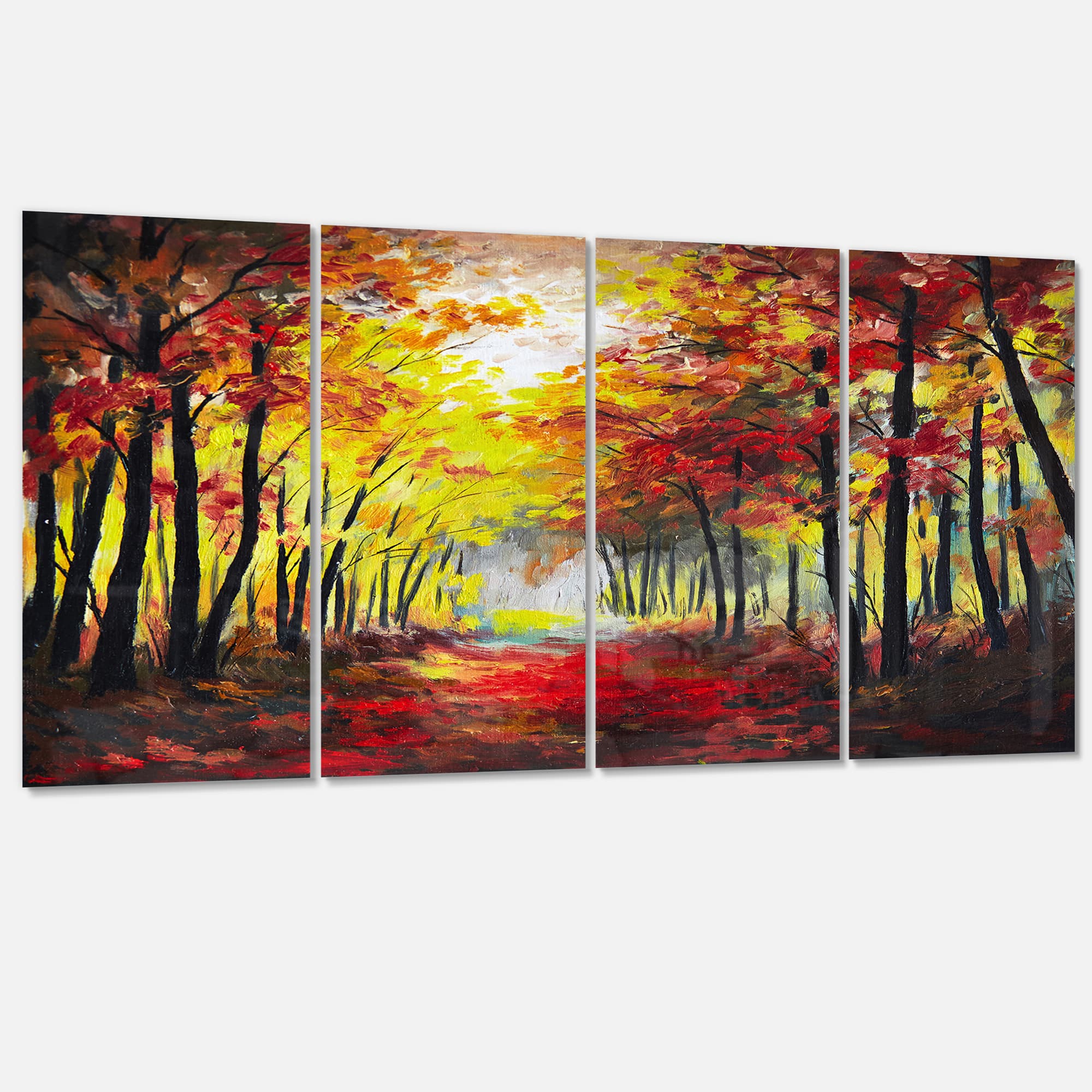 Designart - Walk Through Autumn Forest - Landscape Art Print Canvas