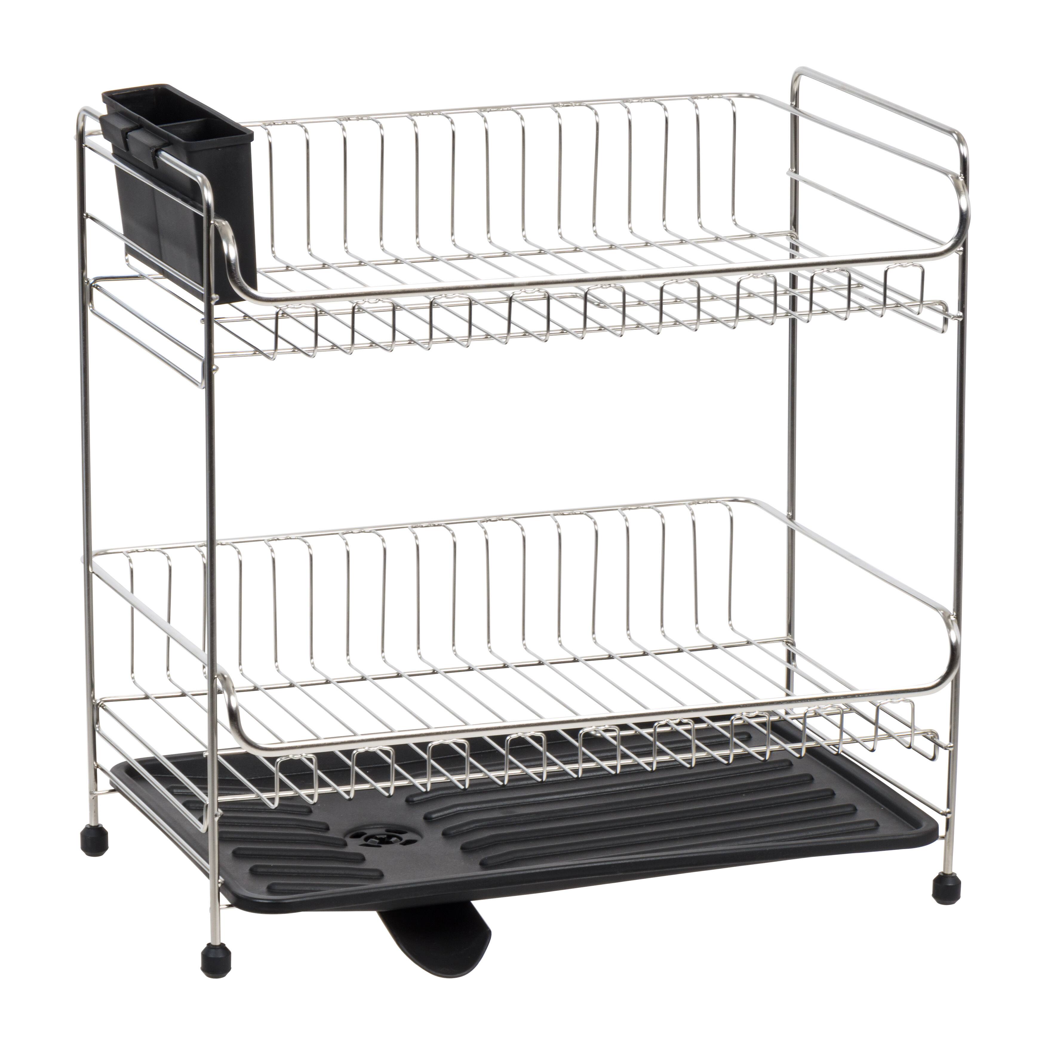 IRIS&#xAE; 15.75&#x22; Stainless Steel 2-Tier Dish Rack