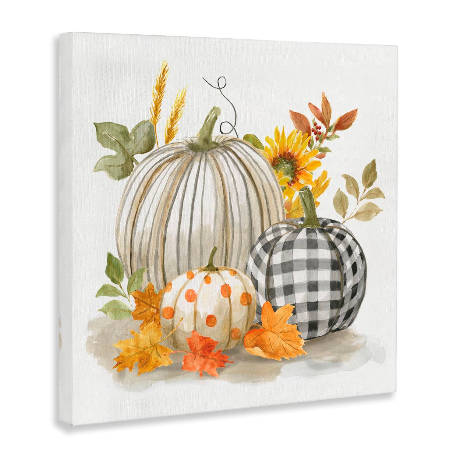 Stupell Industries Patterned Pumpkins Autumn Harvest Canvas Wall Art