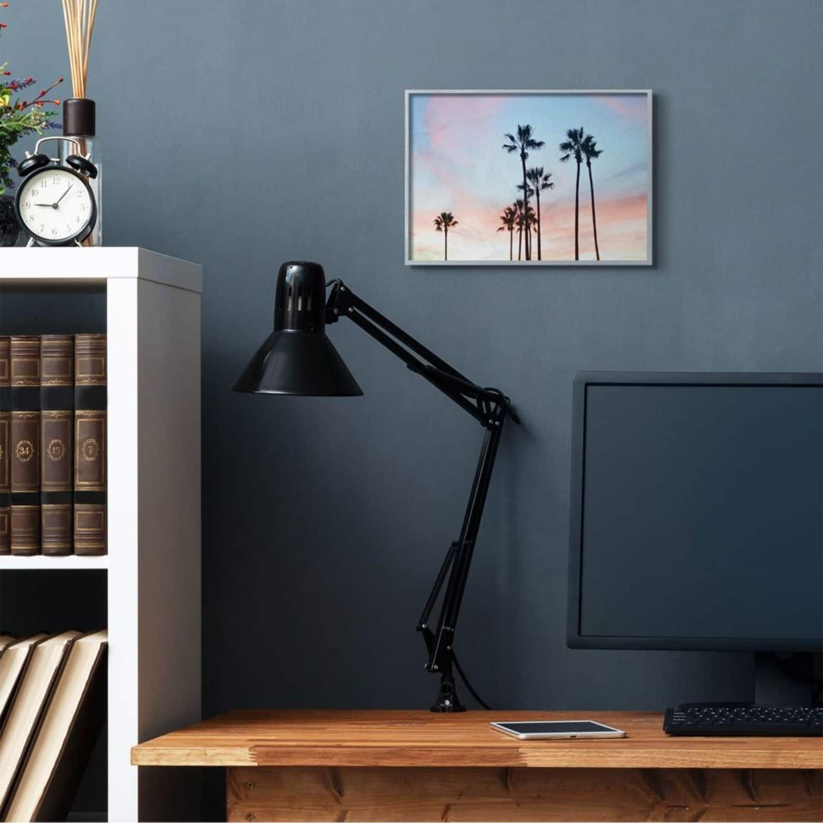 Stupell Industries Sunset Sky with Palm Tree Silhouettes Framed Wall Art