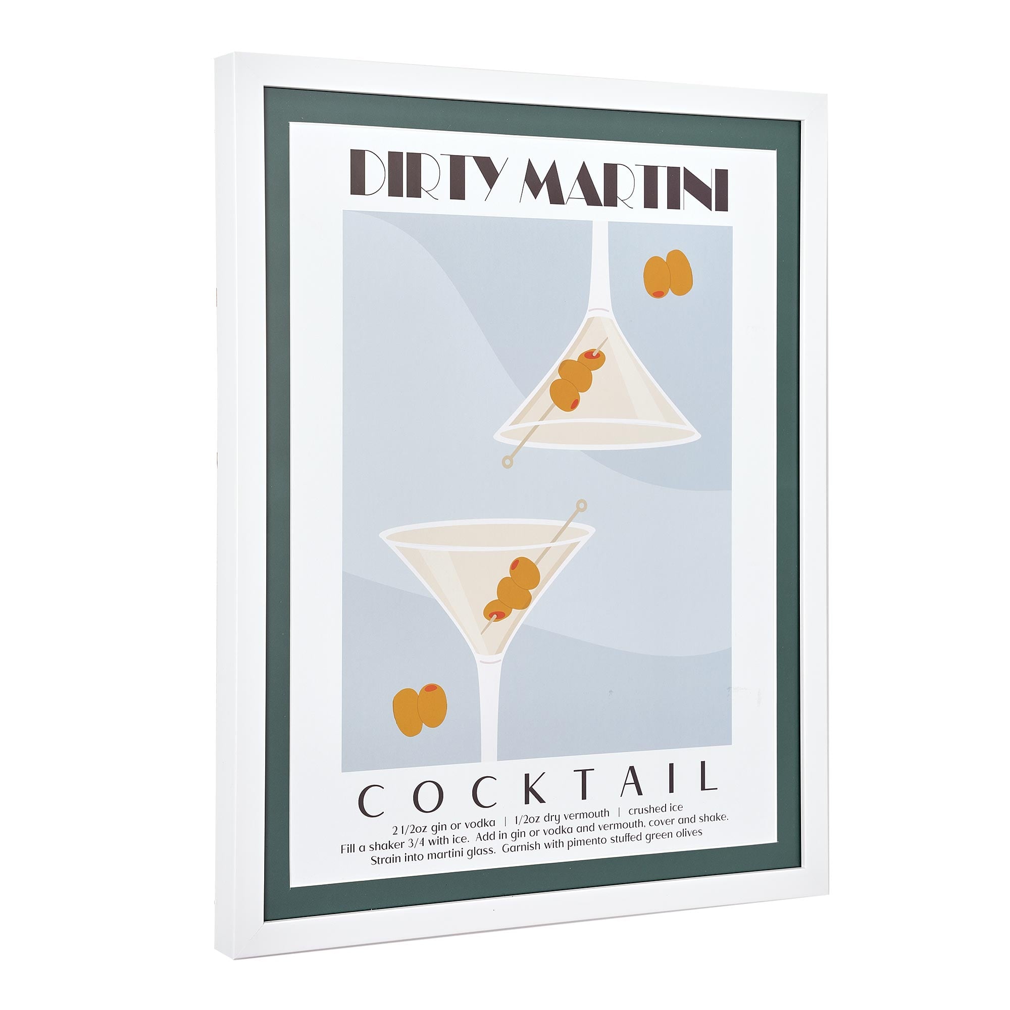 American Art Decor Tipsy Framed Dirty Martini Cocktail Poster - 16" x 20" x .75"