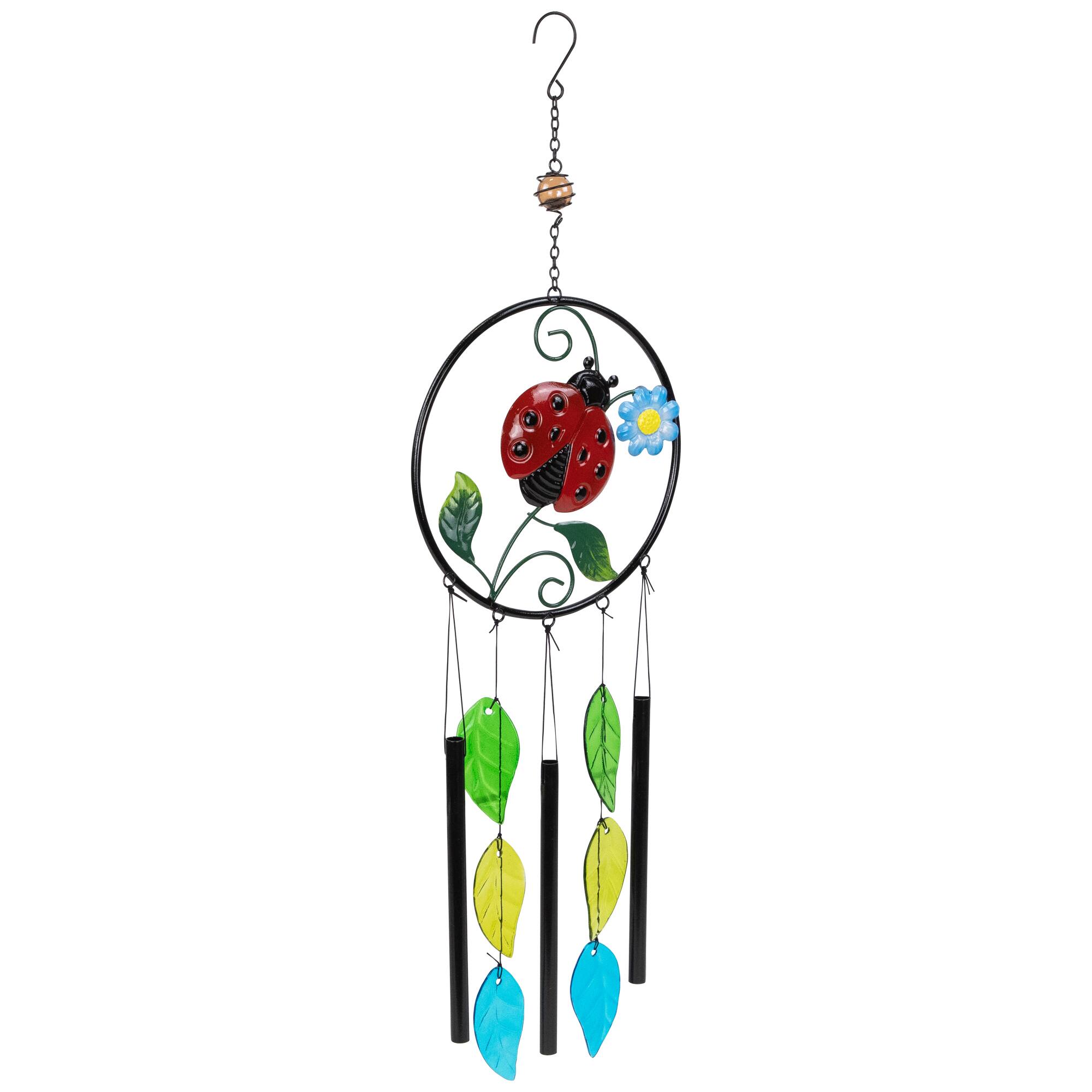 27.5&#x22; Ladybug Dreamcatcher Outdoor Garden Windchime