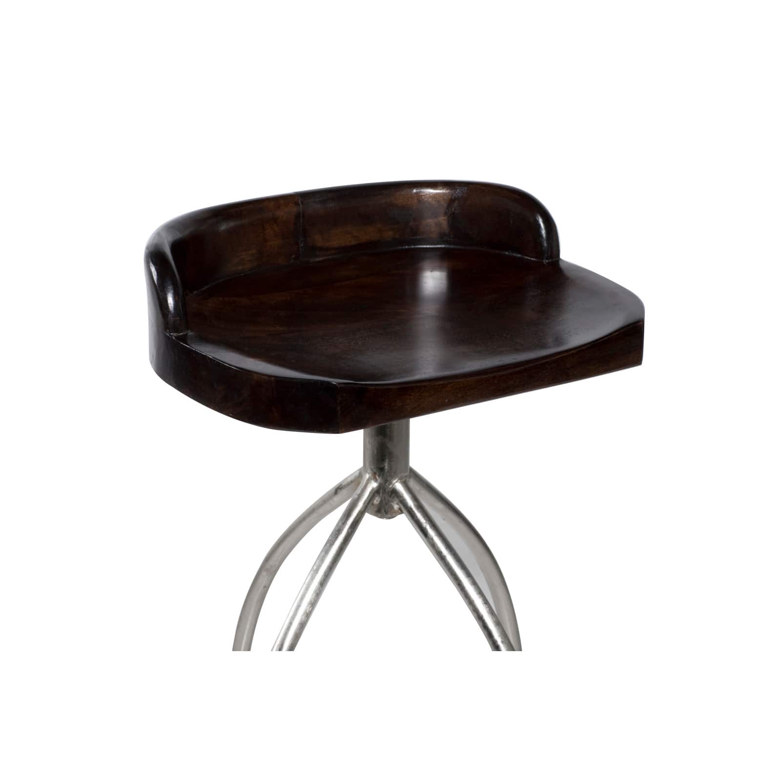 Brown Iron and Wood Contemporary Bar Stool, 33&#x22; x 16&#x22; x 12&#x22;