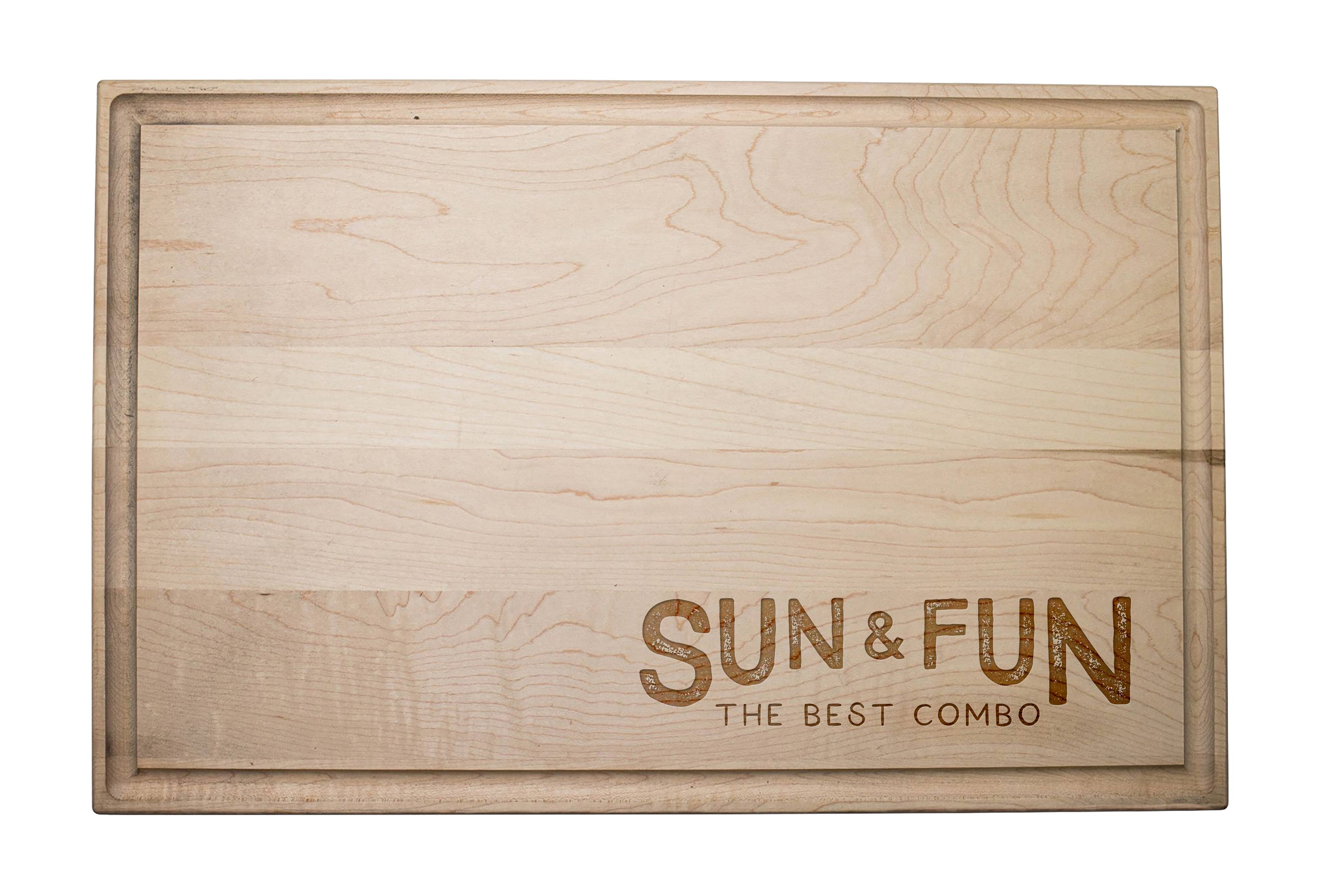 17" Sun & Fun Maple Wood Cutting Board