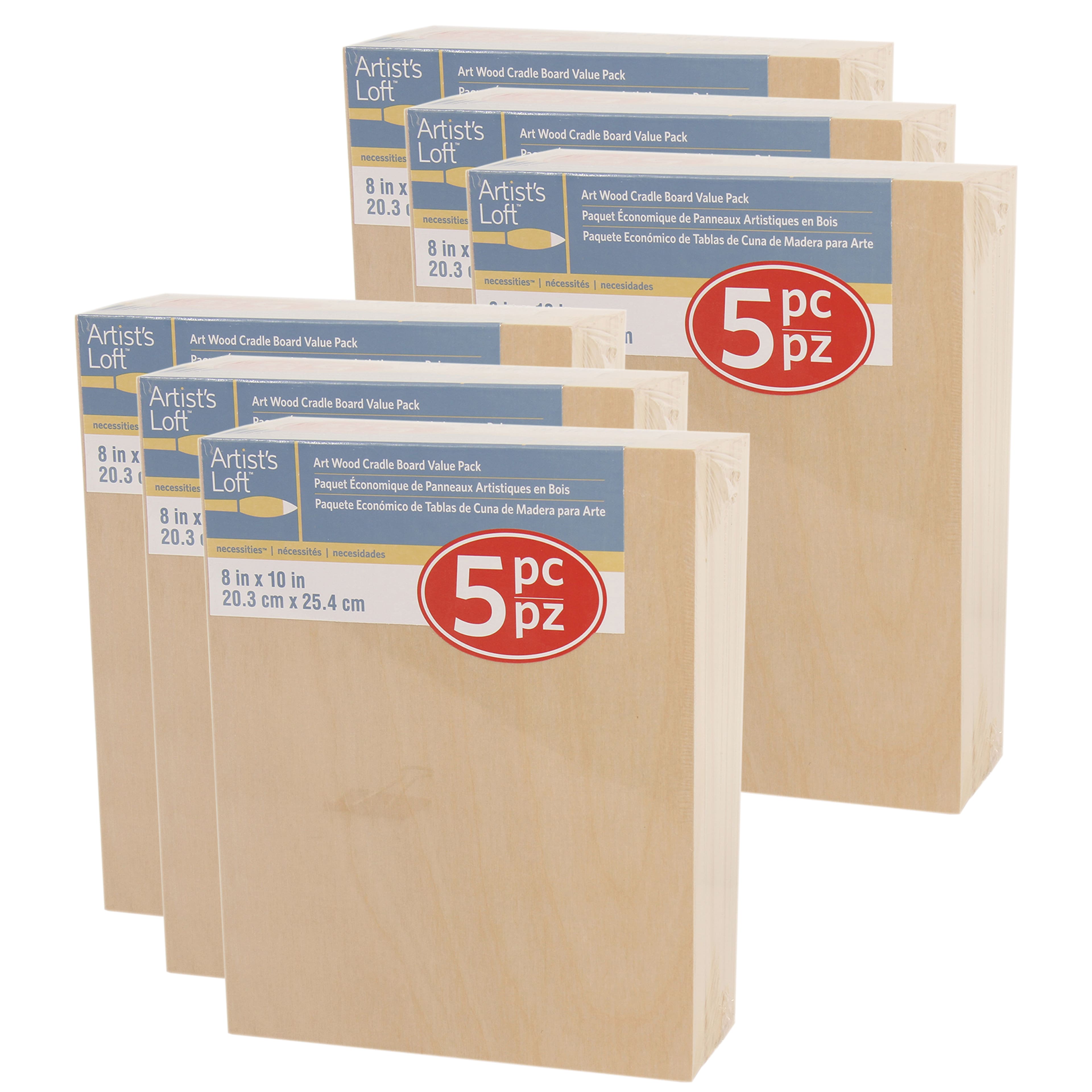6 Packs: 5 ct. (30 total) 8" x 10" Cradled Wood Painting Panels by Artist's Loft™ Necessities™