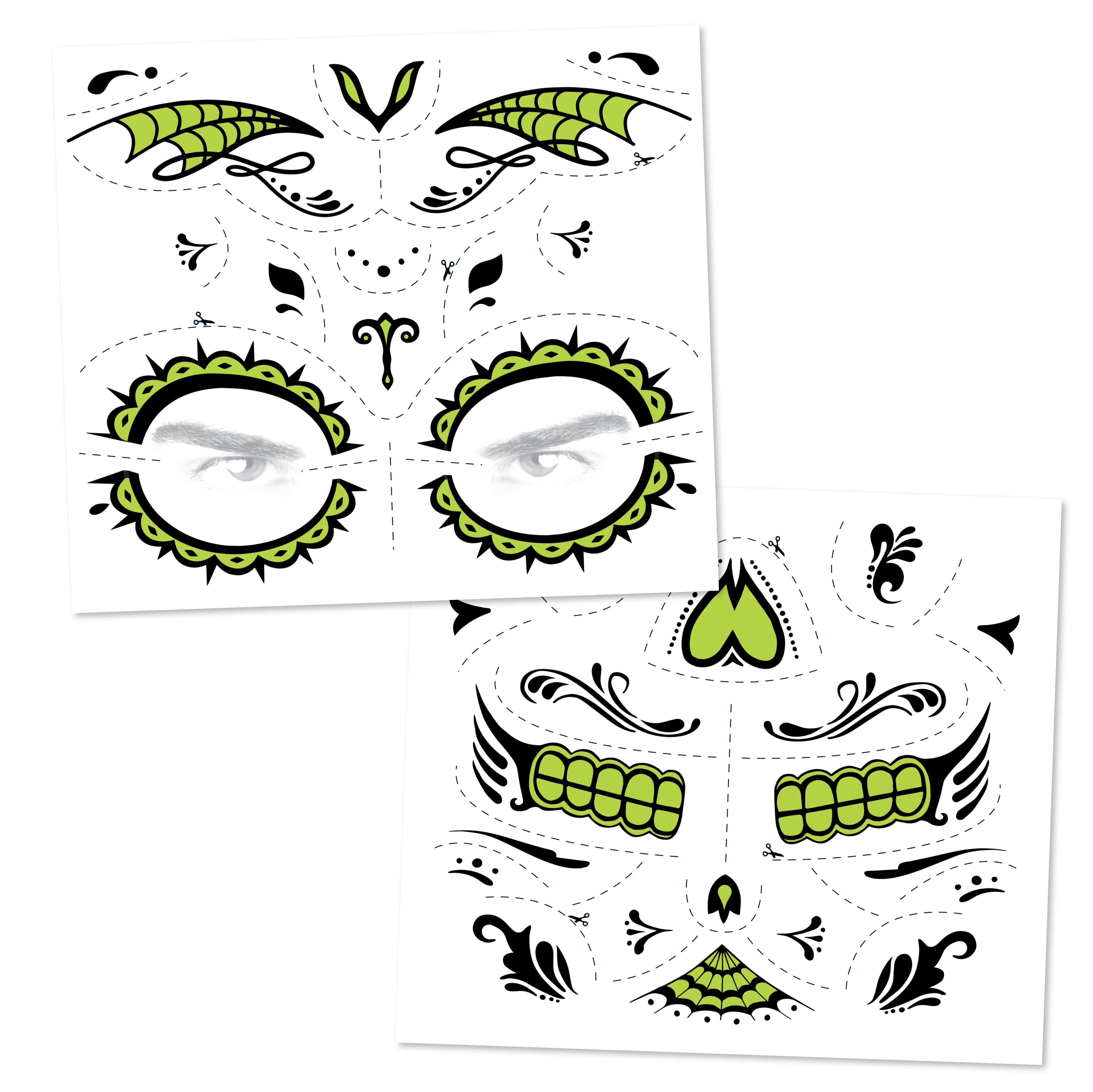 Savvi Glow-in-the-Dark Skull Costume Tattoos